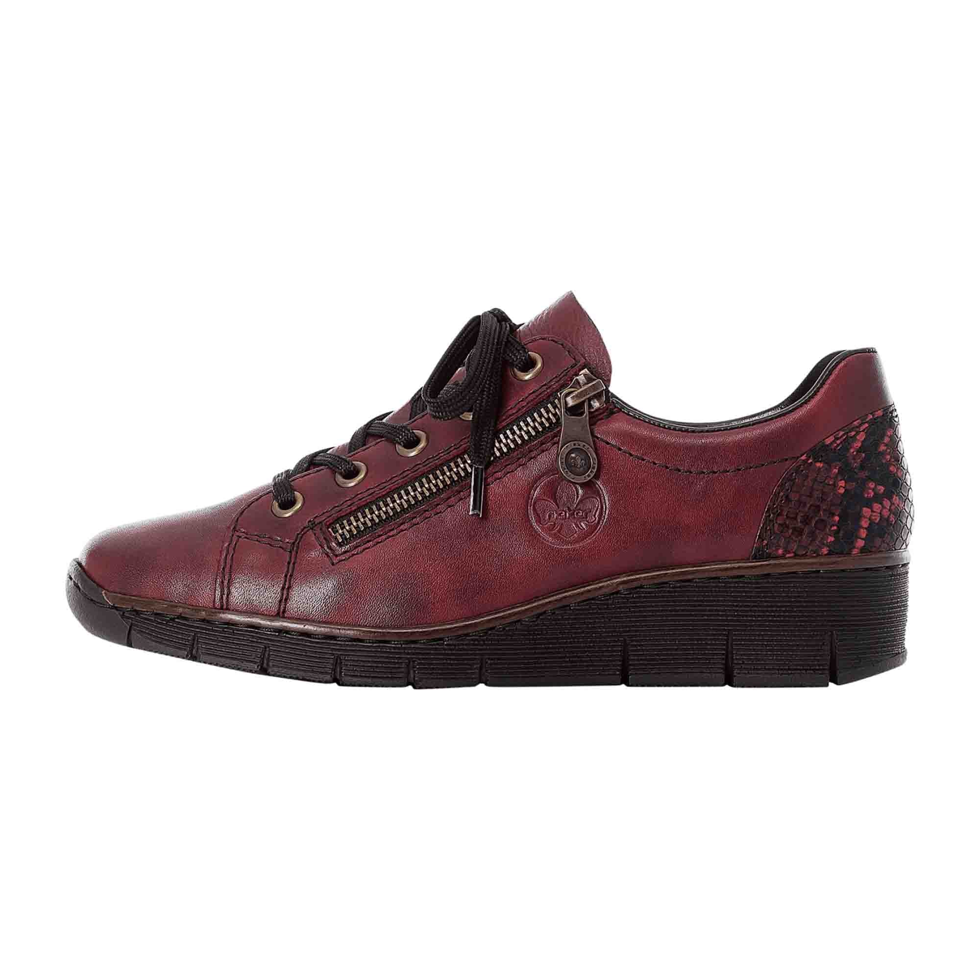 Rieker Red Comfortable Lace-Up Shoes for Women Model 53702-35