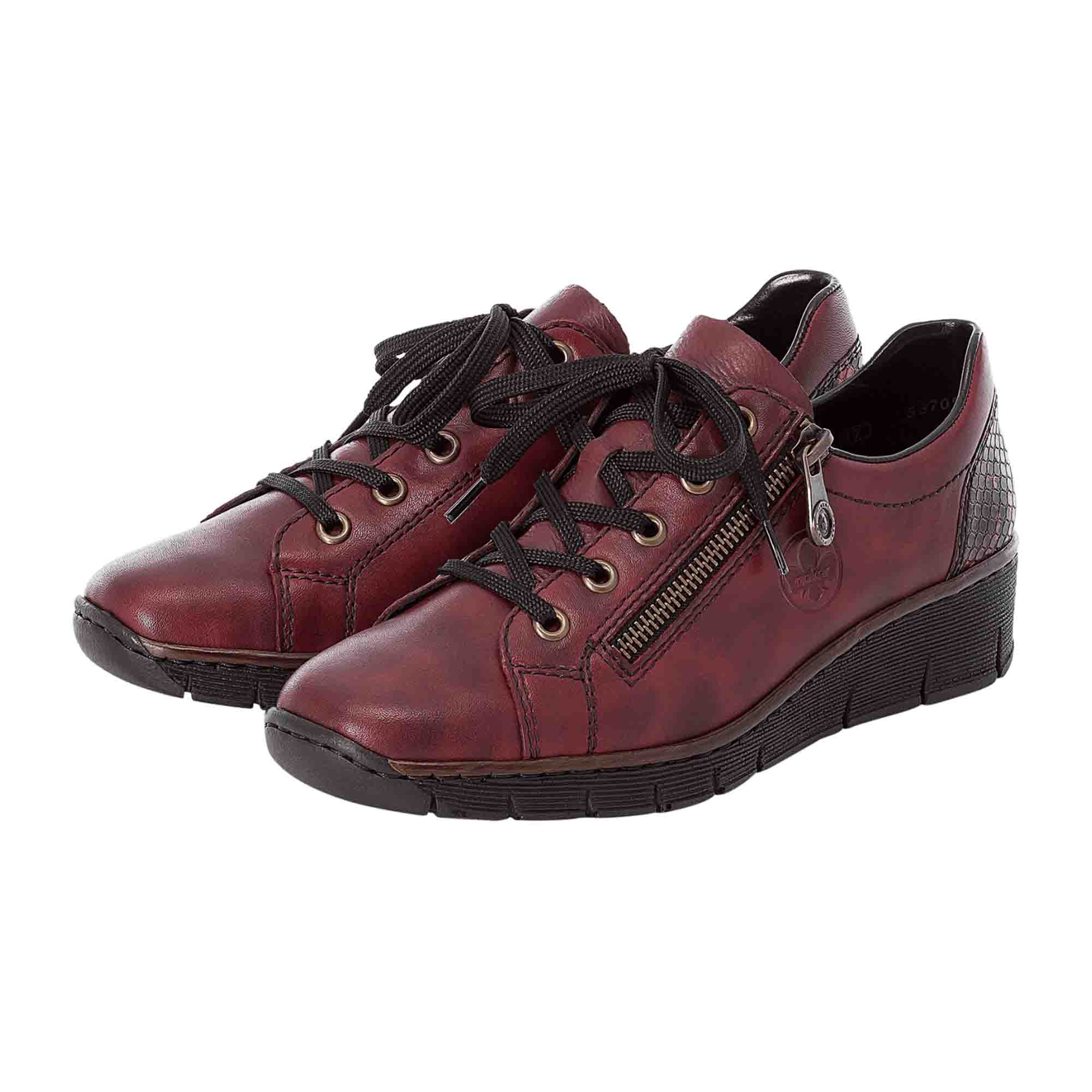 Rieker Red Comfortable Lace-Up Shoes for Women Model 53702-35