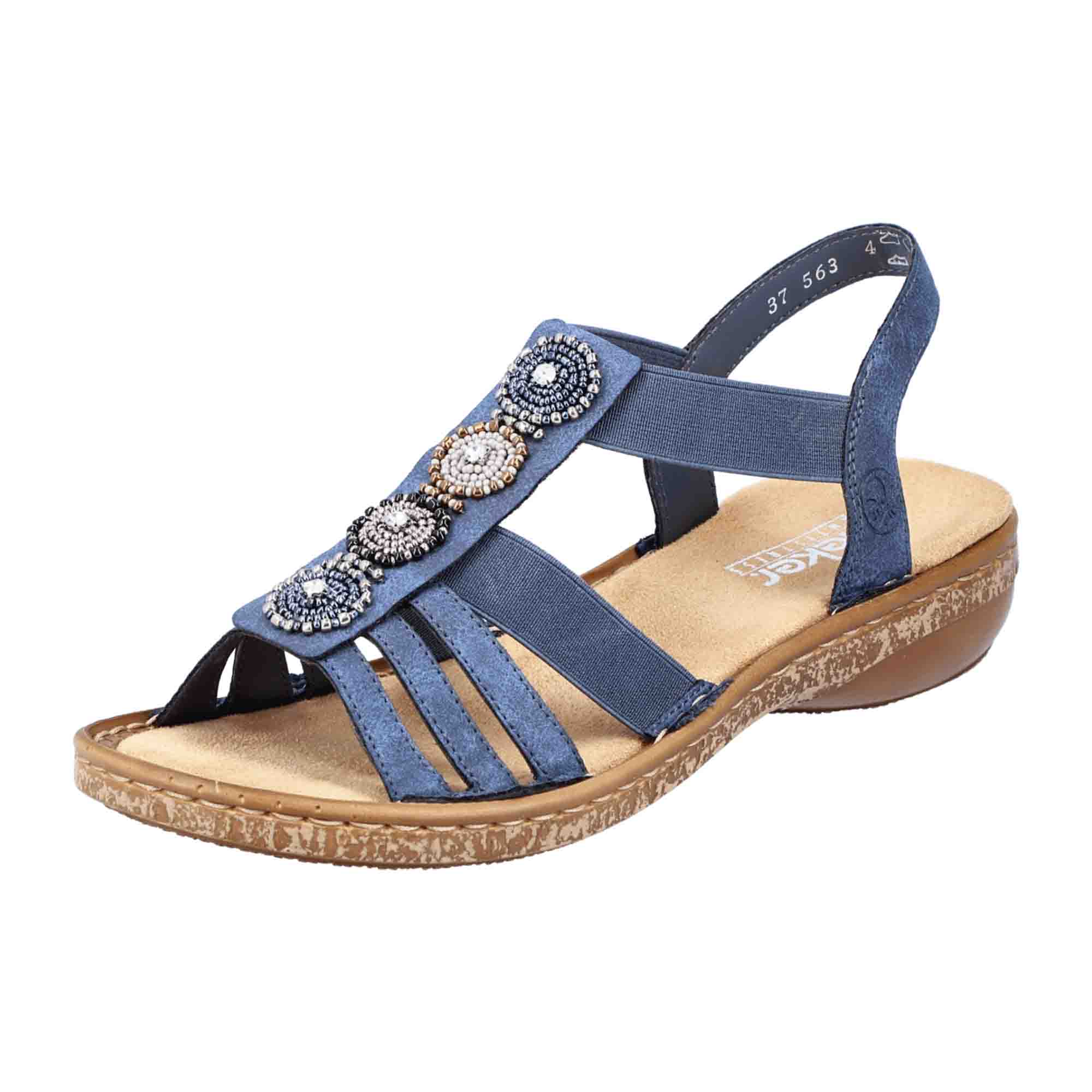 Rieker FSK Blue Women's Sandals with Elastic Strap and Comfortable Sole