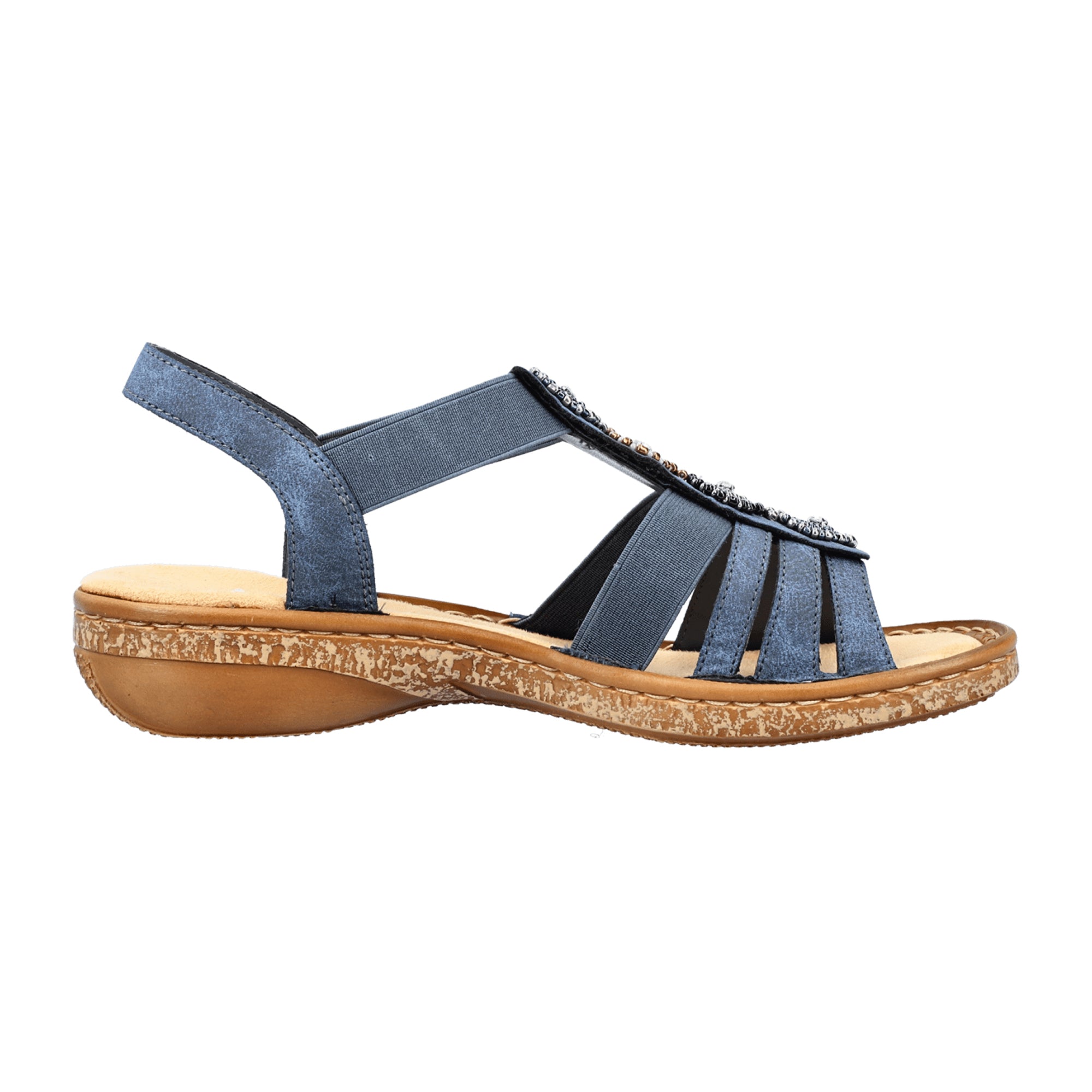 Rieker FSK Blue Women's Sandals with Elastic Strap and Comfortable Sole