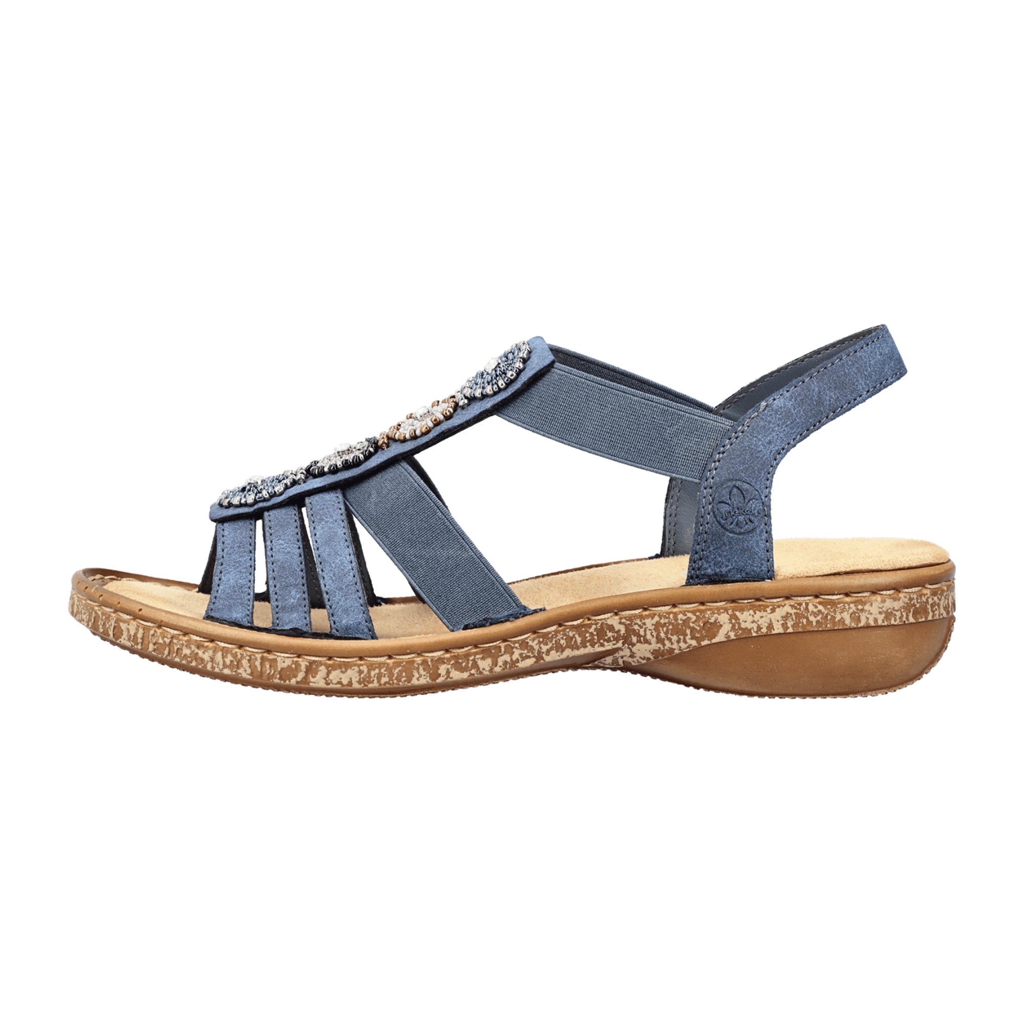 Rieker FSK Blue Women's Sandals with Elastic Strap and Comfortable Sole