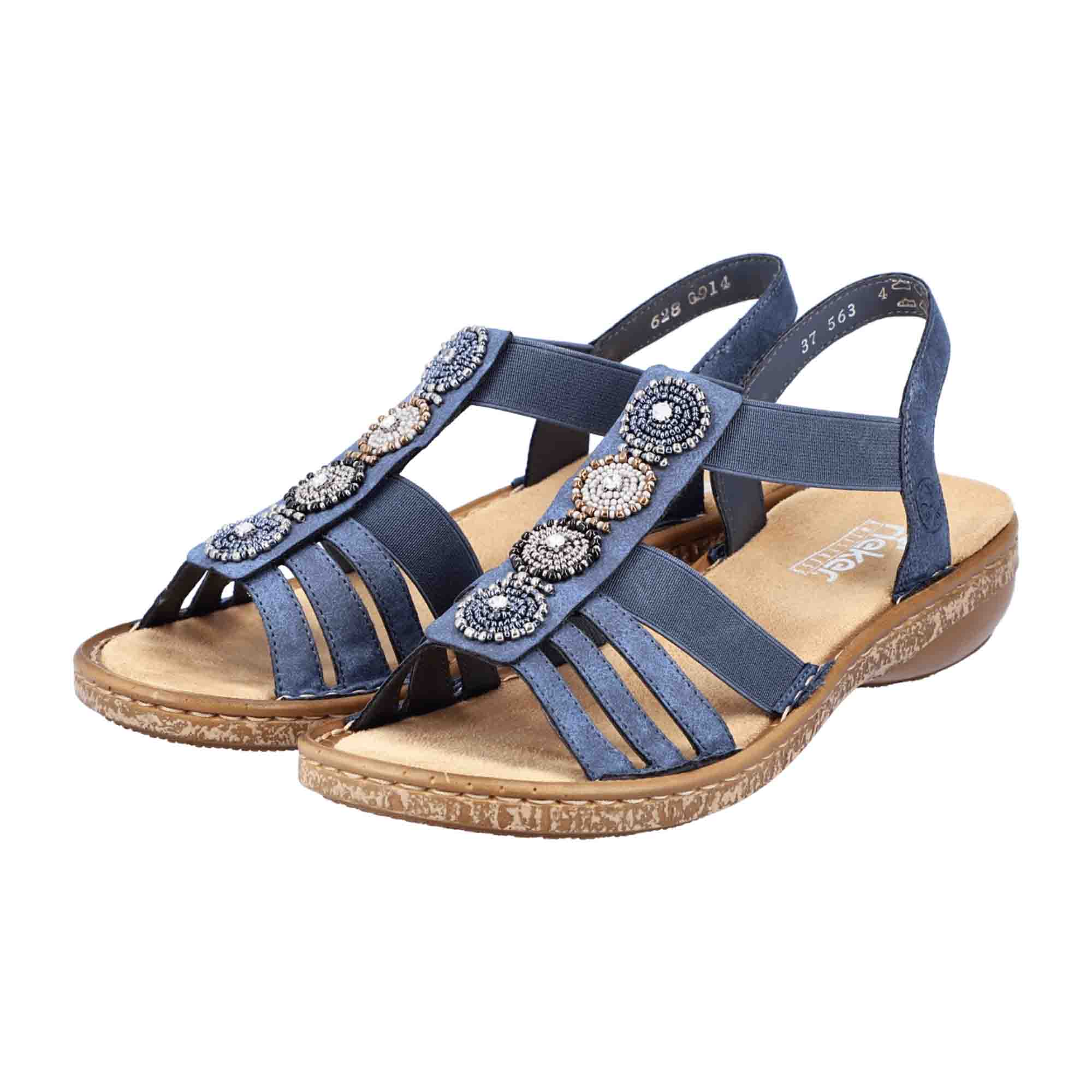 Rieker FSK Blue Women's Sandals with Elastic Strap and Comfortable Sole