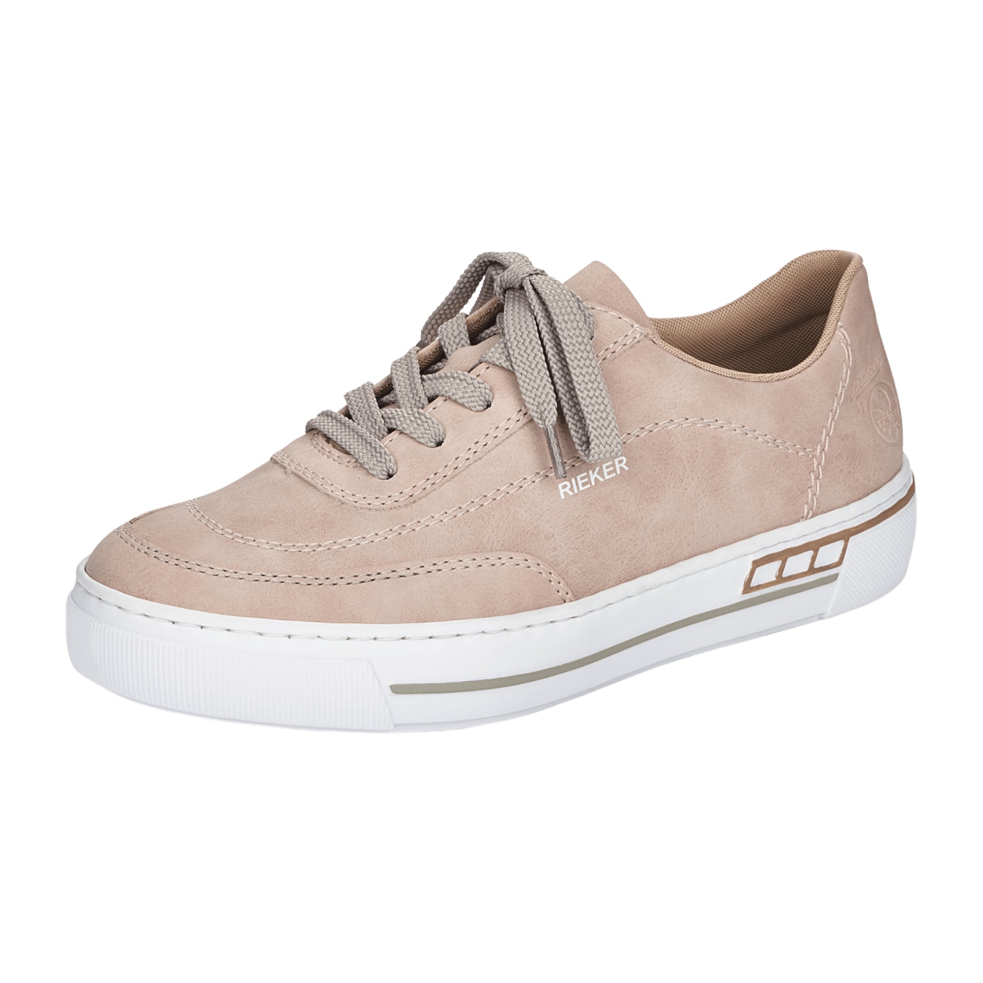 Rieker Comfortable Women's Pink Lace-Up Shoes Synthetic Leather Casual Sneakers