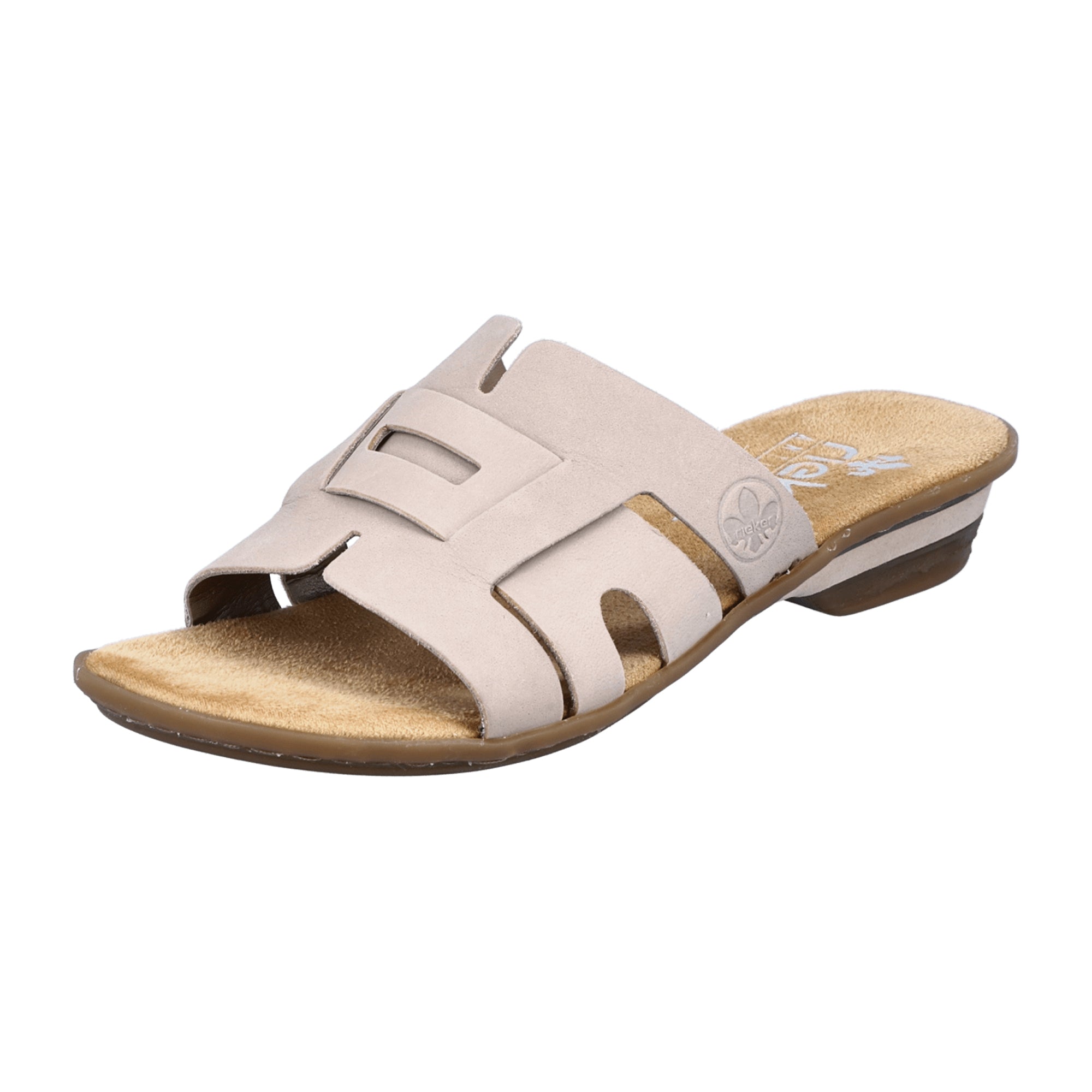 Rieker Comfortable Beige Women's Slip-On Sandals with Wedge Heel