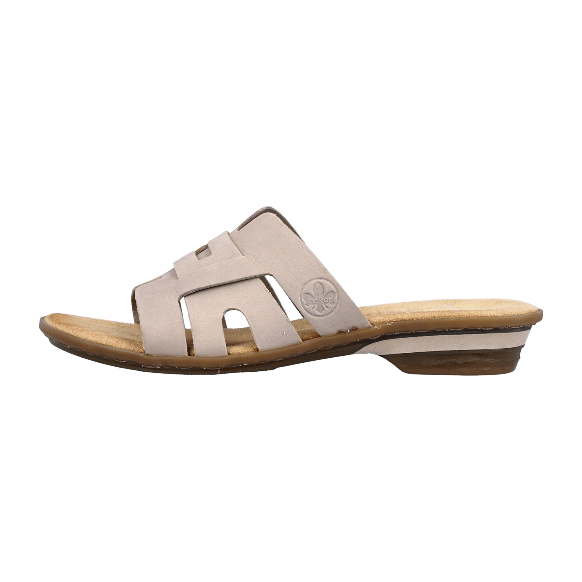 Rieker Comfortable Beige Women's Slip-On Sandals with Wedge Heel