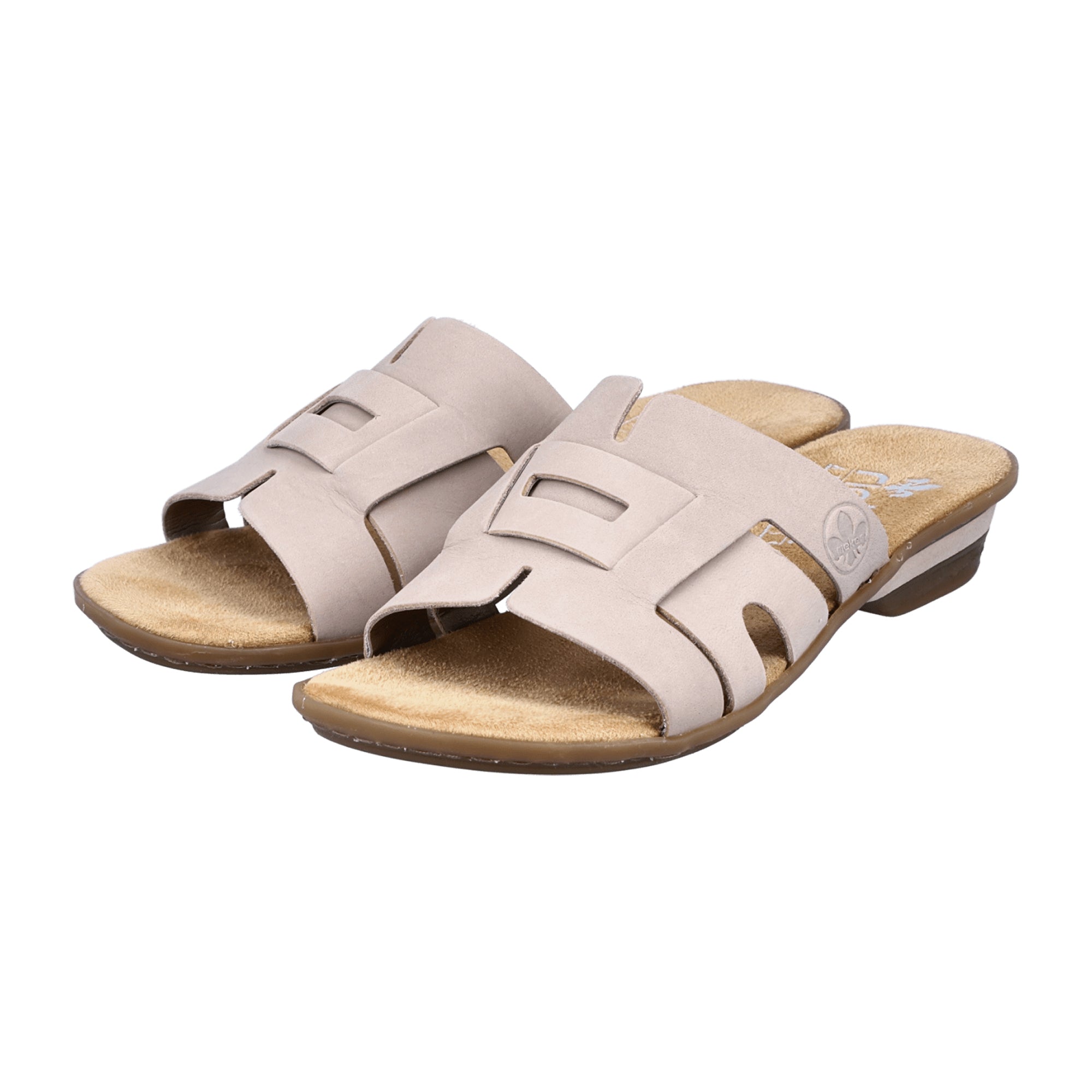 Rieker Comfortable Beige Women's Slip-On Sandals with Wedge Heel