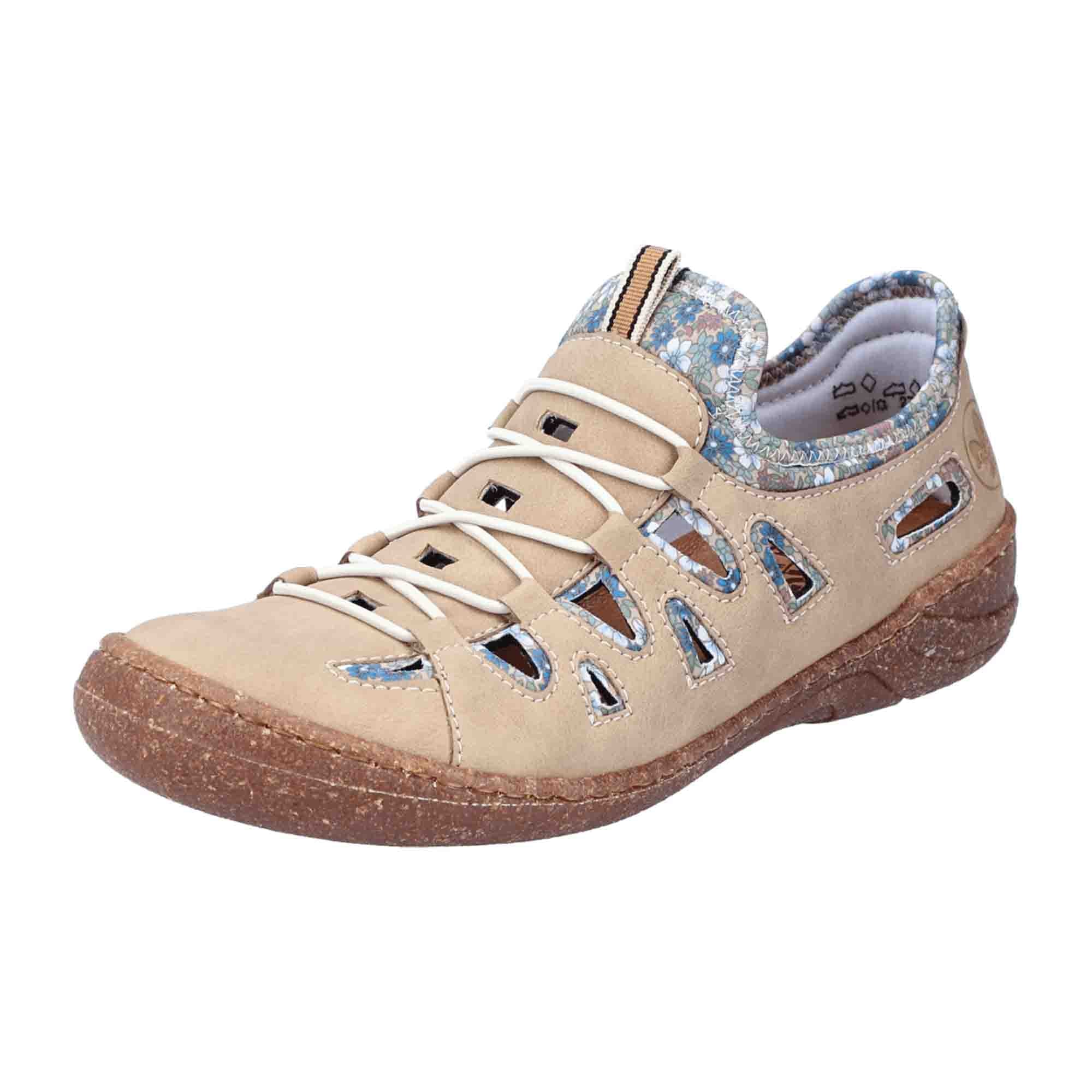 Rieker Beige Slip-On Shoes for Women Comfortable Round Toe Synthetic Material
