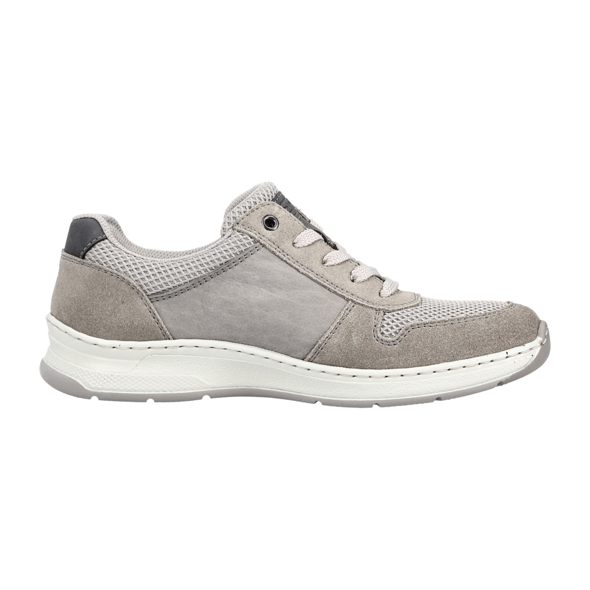Rieker FSK Men's Gray Lace-Up Shoes with Zipper Comfortable Lightweight Sole