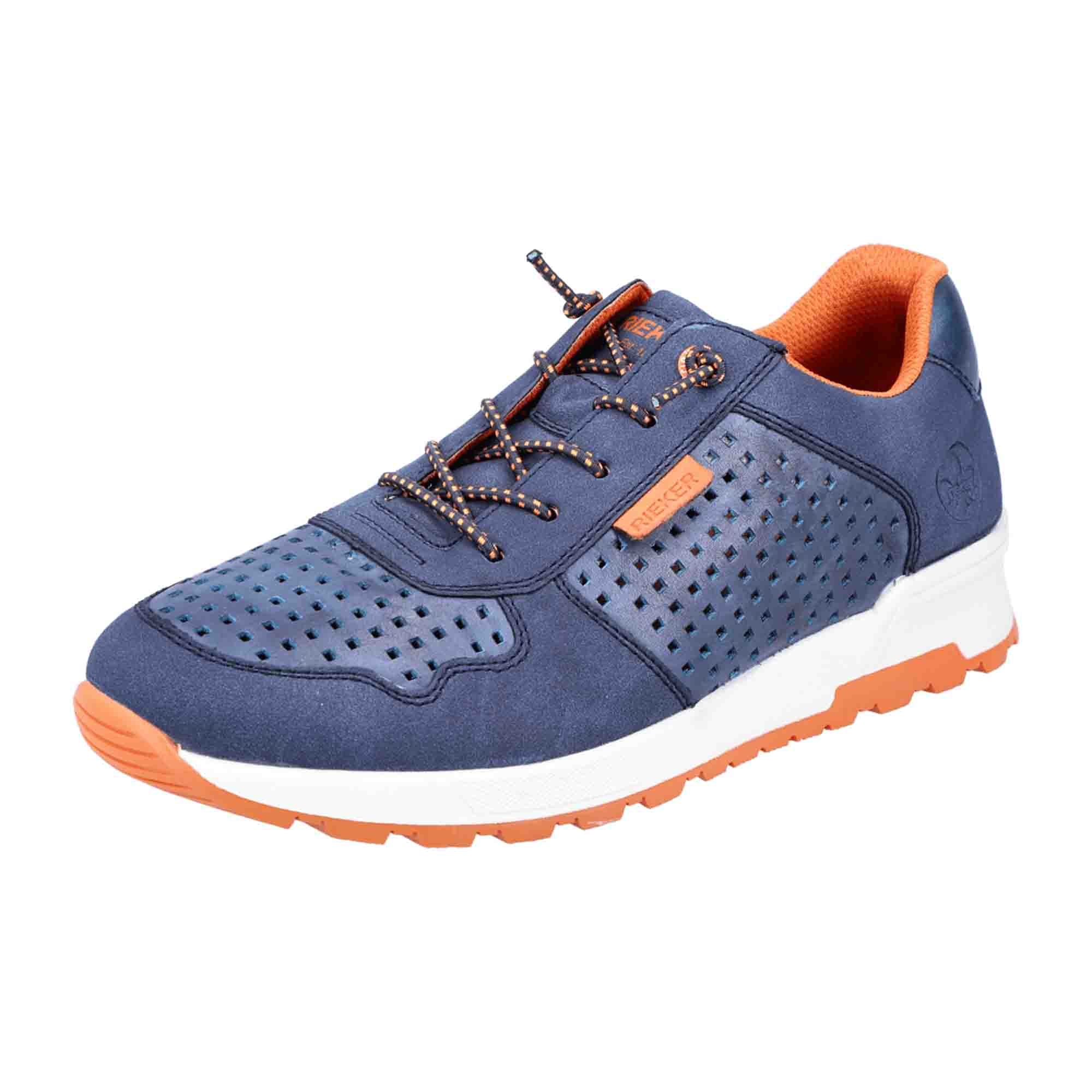 Rieker Men's Blue Casual Shoes with Lace-Up and Wedge Heel Comfortable Fit