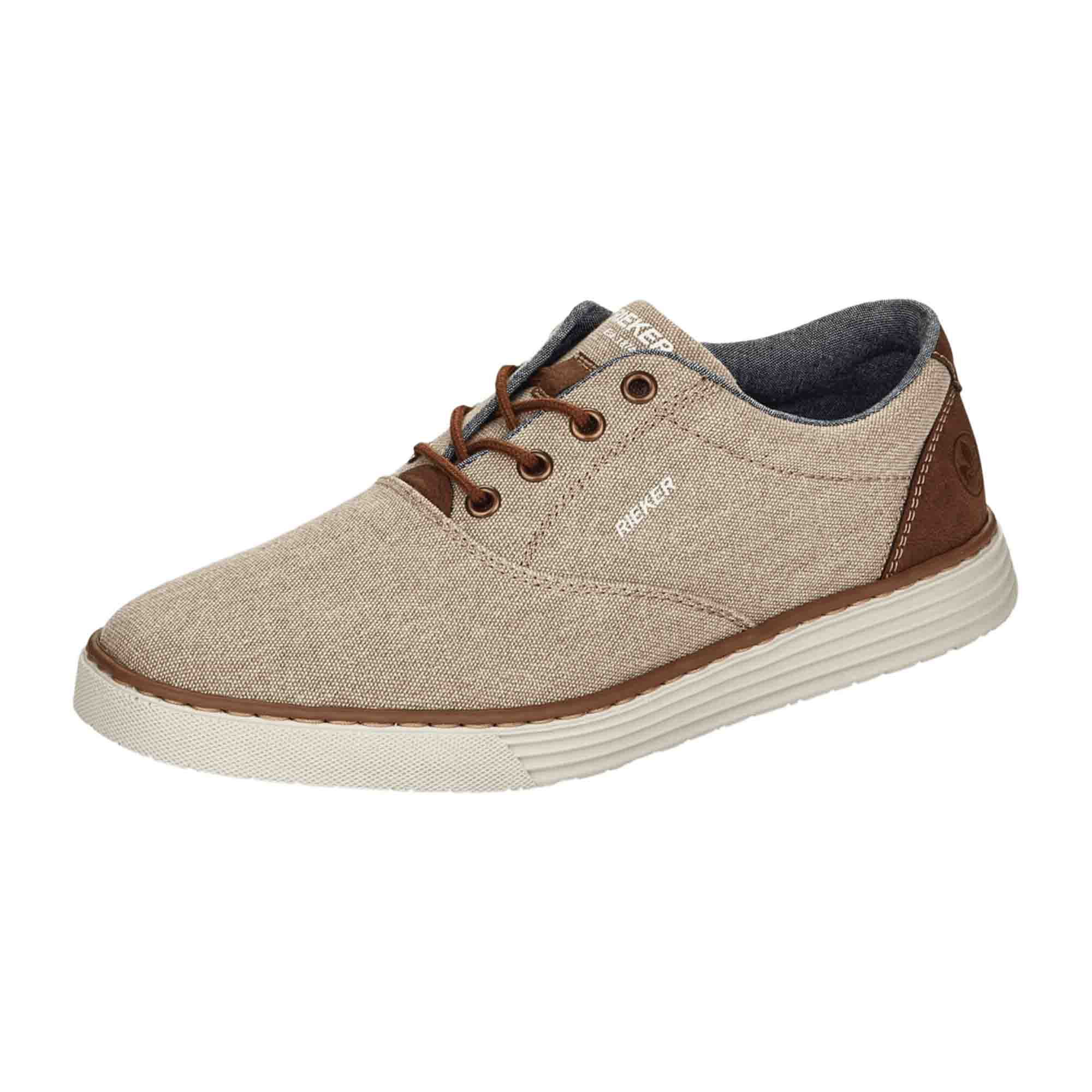 Rieker Men's Beige Lace-Up Shoes Comfortable Casual Sneakers Absorbent Soles