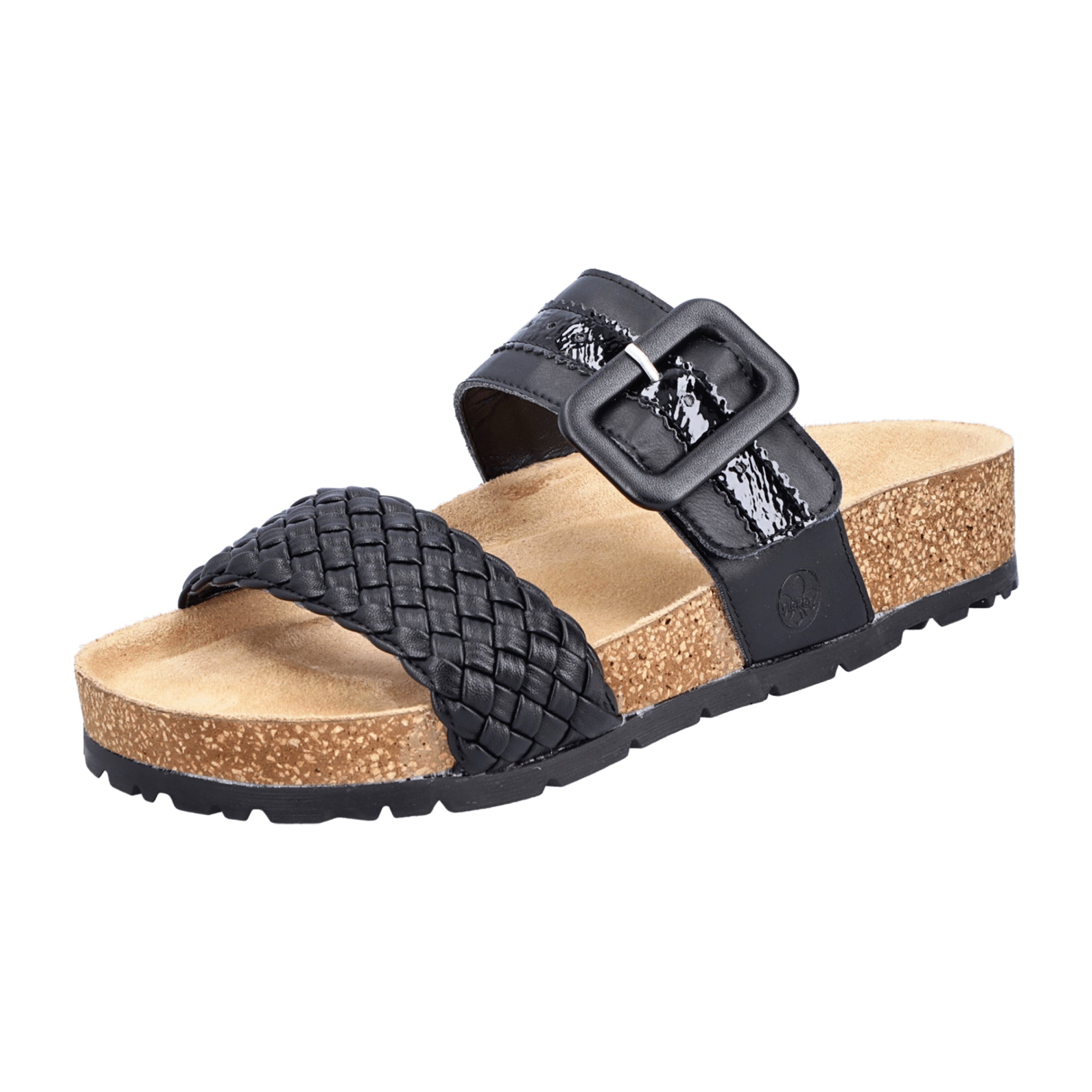 Rieker FSK Black Women's Sandals with Open Toe and Velcro Fastening
