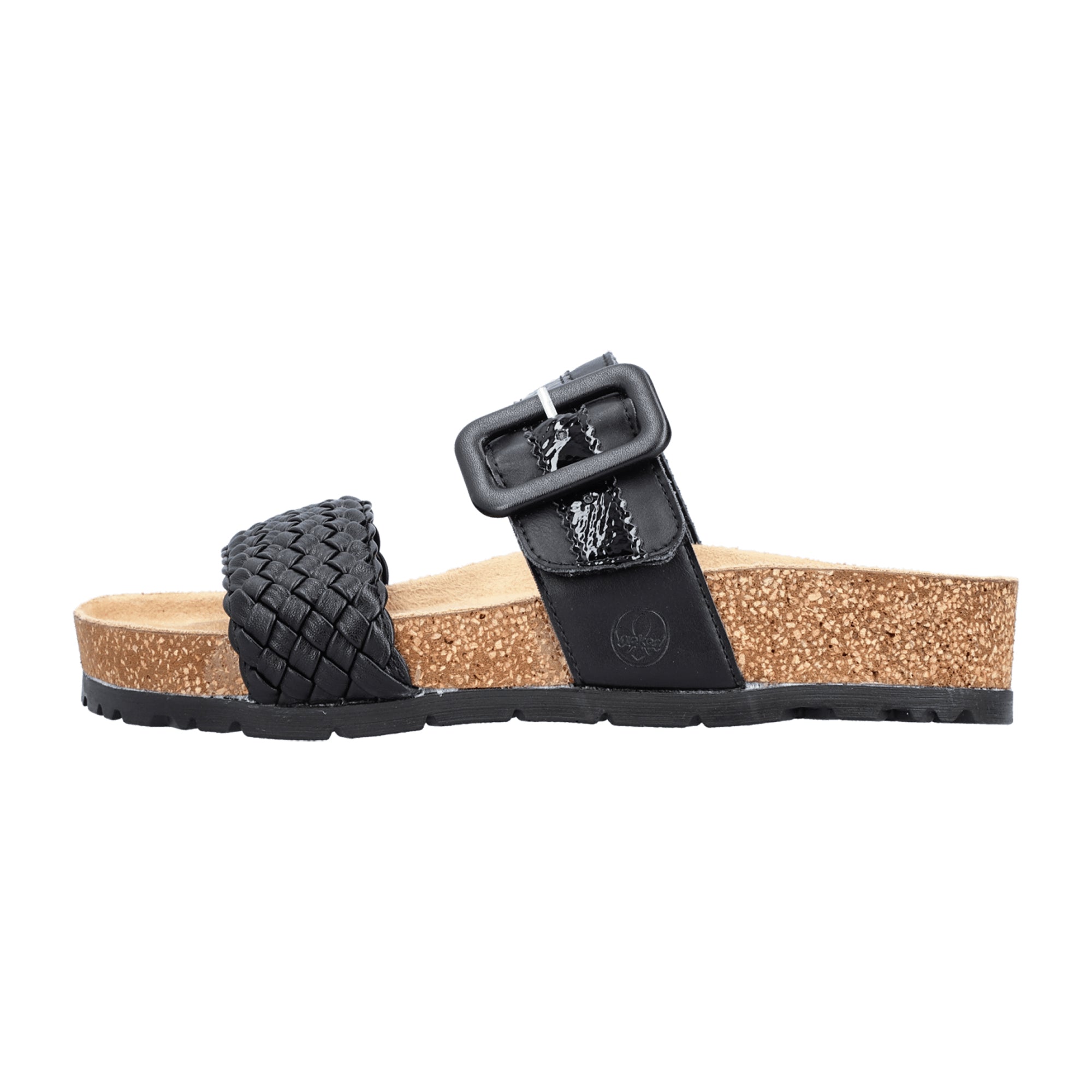 Rieker FSK Black Women's Sandals with Open Toe and Velcro Fastening