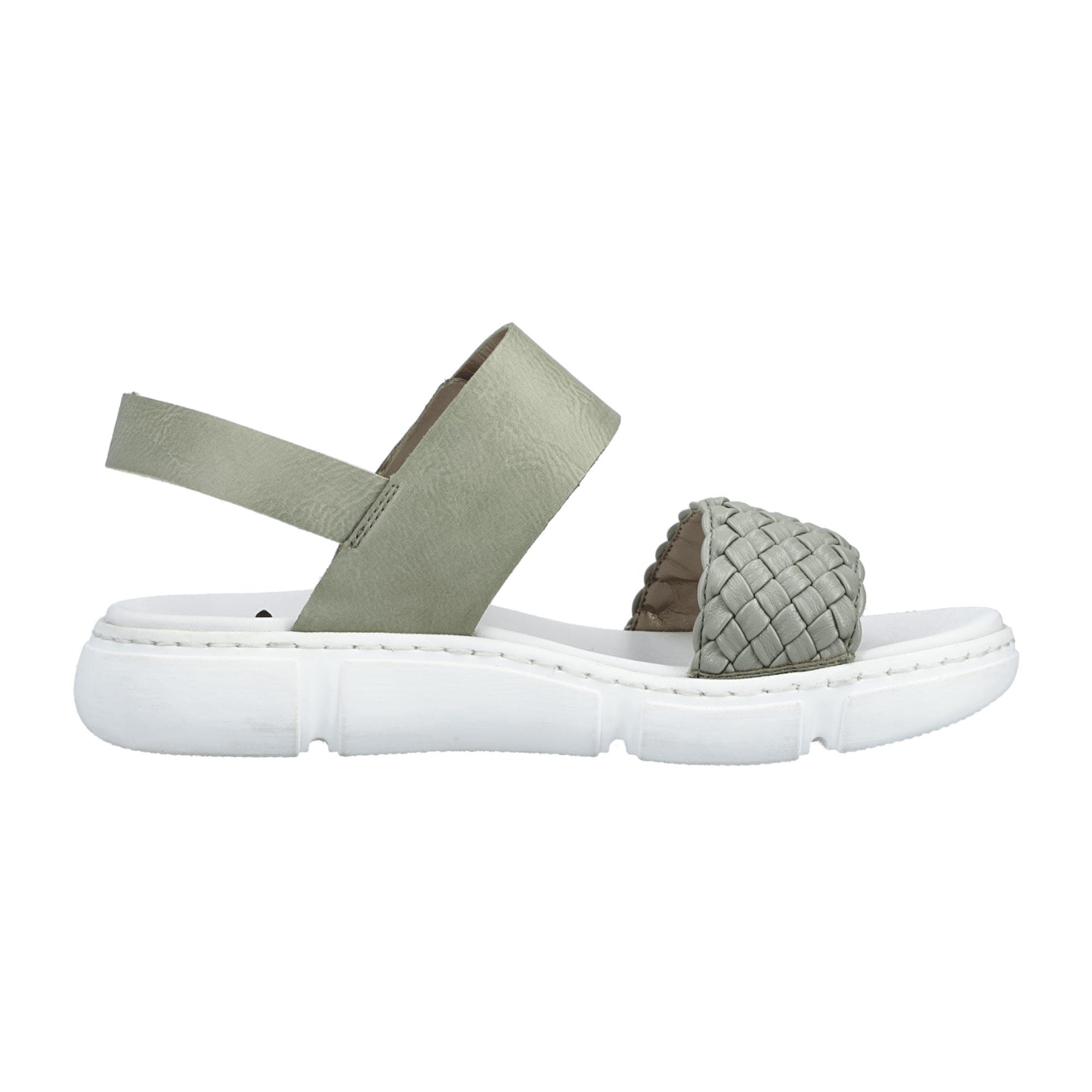 Rieker Women's Green Comfort Sandals with Wedge Heel and Velcro Closure