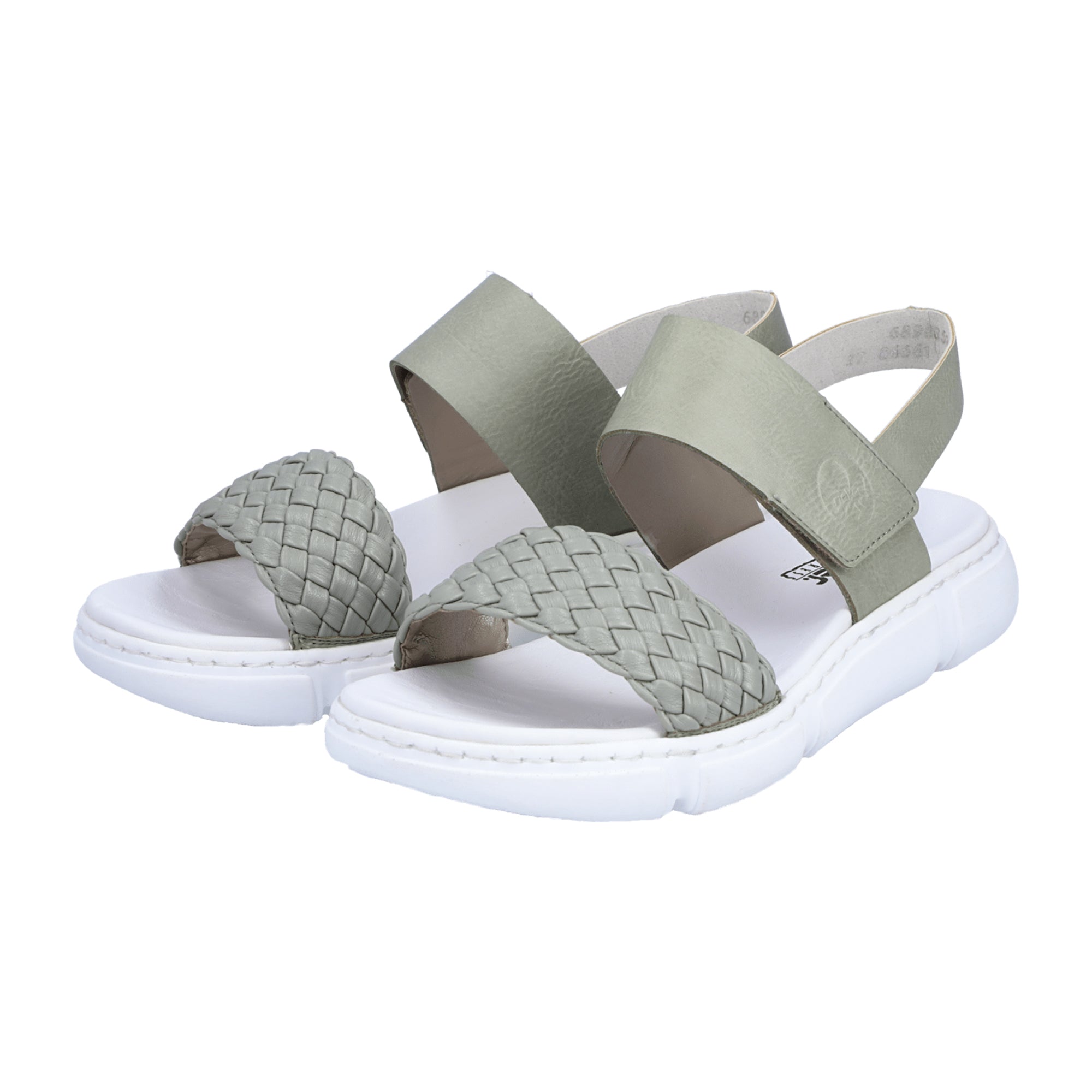 Rieker Women's Green Comfort Sandals with Wedge Heel and Velcro Closure