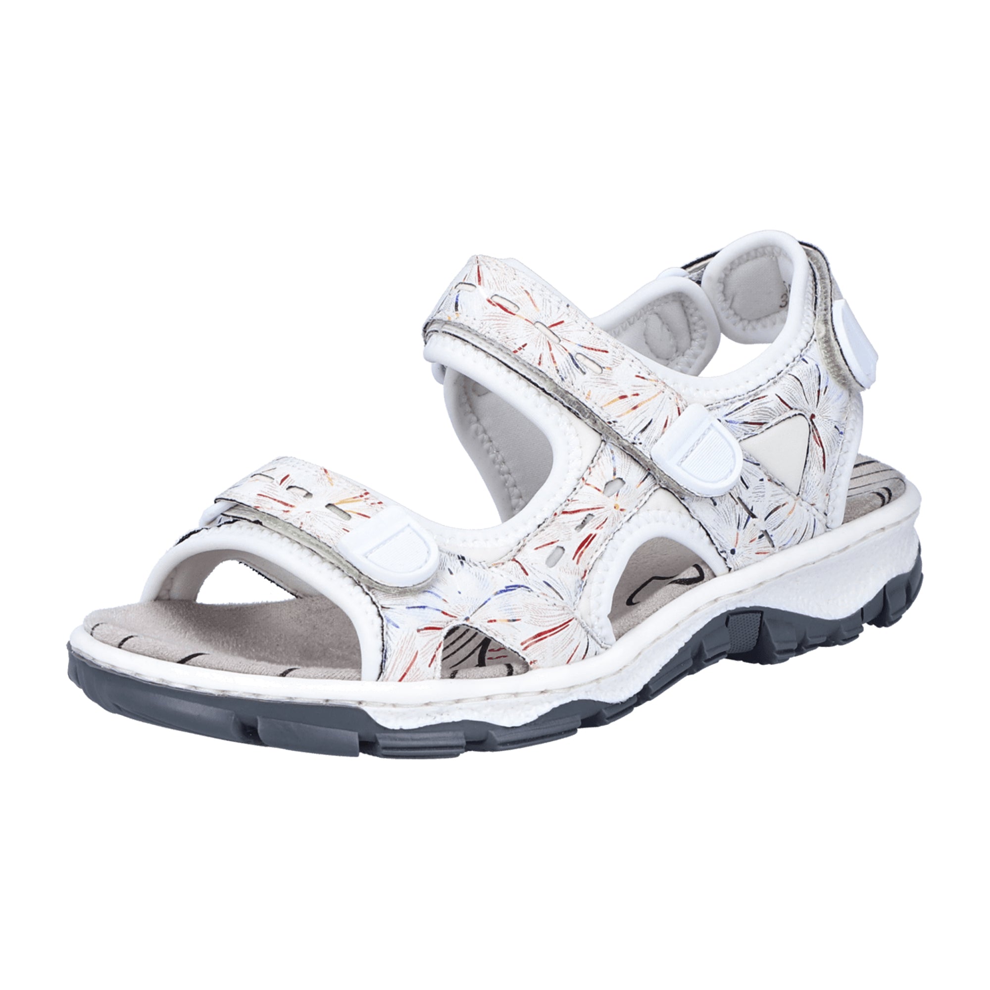 Rieker Women's White Sandals Comfortable Adjustable Straps and Grip Sole
