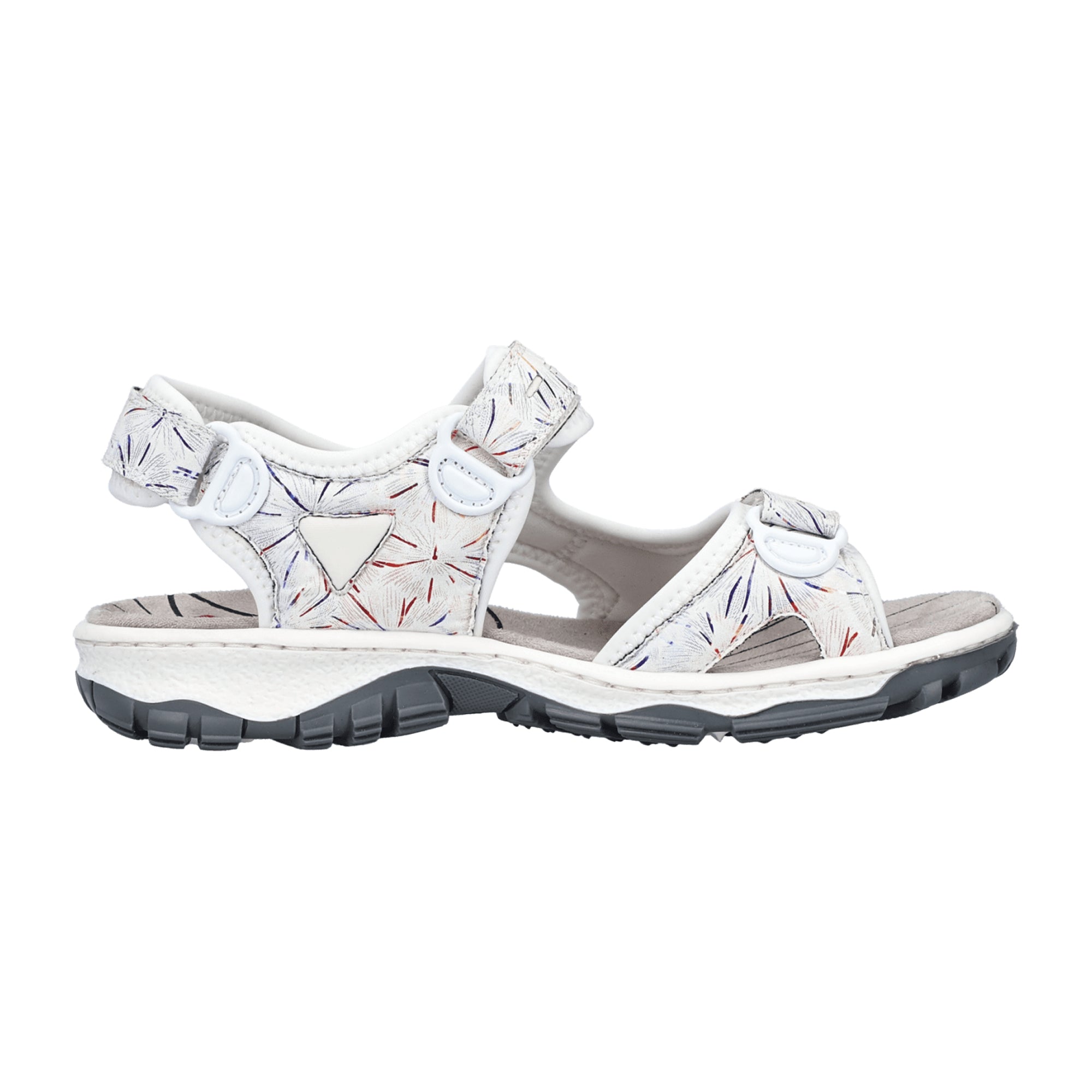 Rieker Women's White Sandals Comfortable Adjustable Straps and Grip Sole
