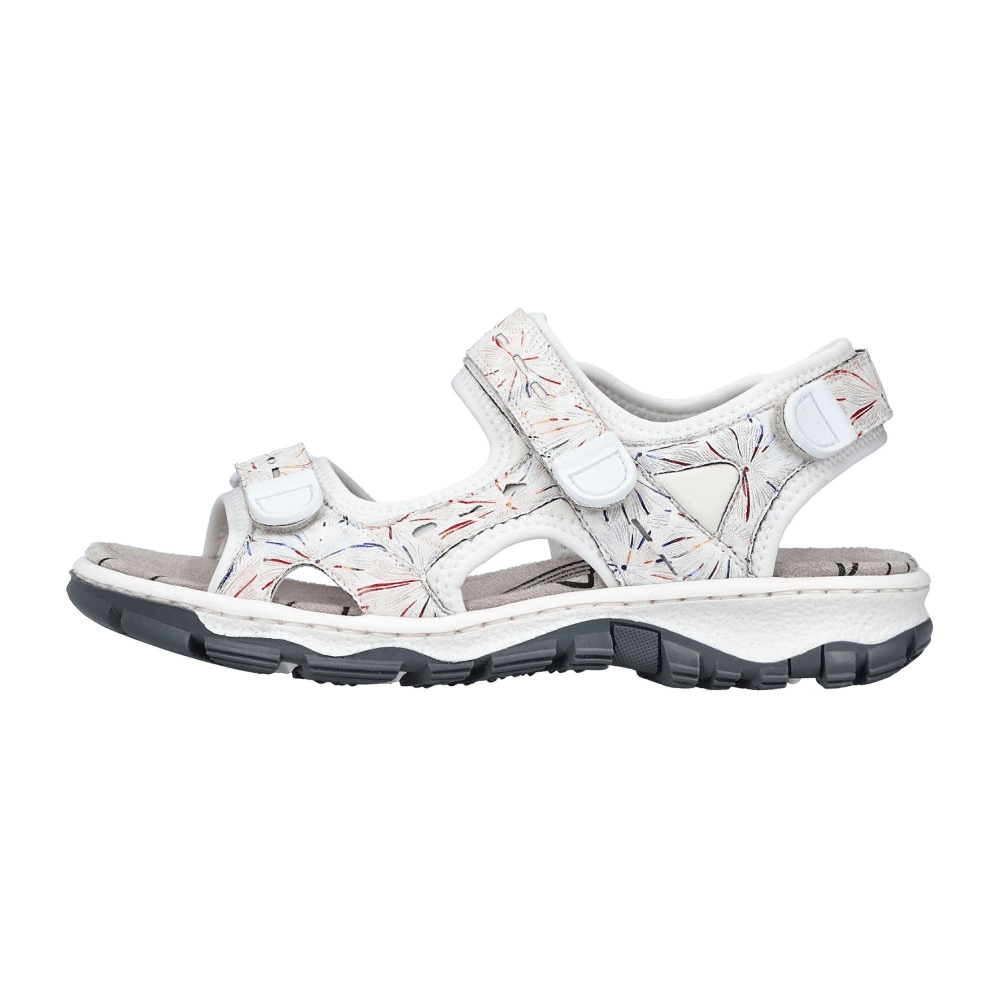 Rieker Women's White Sandals Comfortable Adjustable Straps and Grip Sole