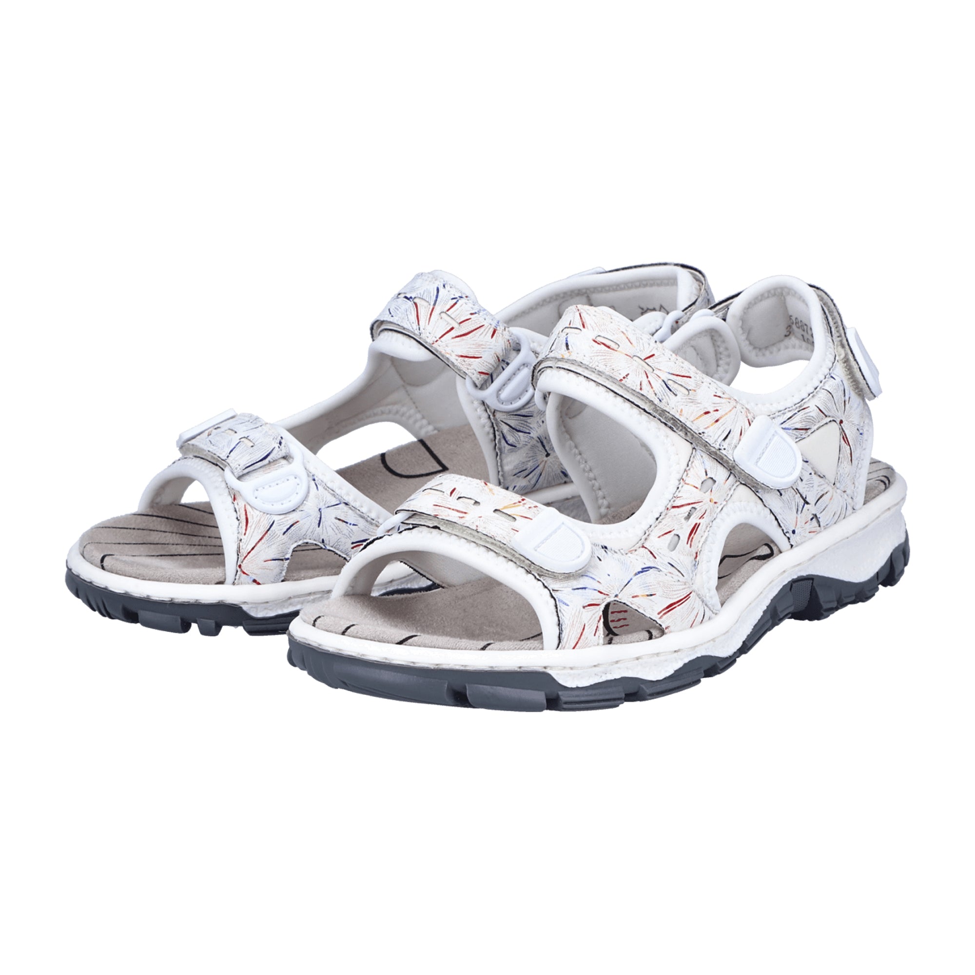 Rieker Women's White Sandals Comfortable Adjustable Straps and Grip Sole