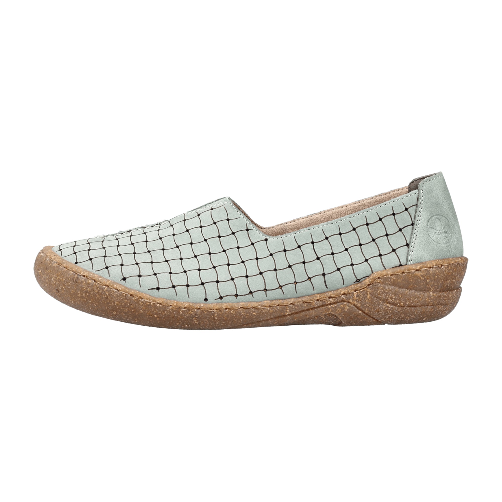 Rieker Green Leather Slip-On Ballerinas for Women Comfortable Flat Shoes