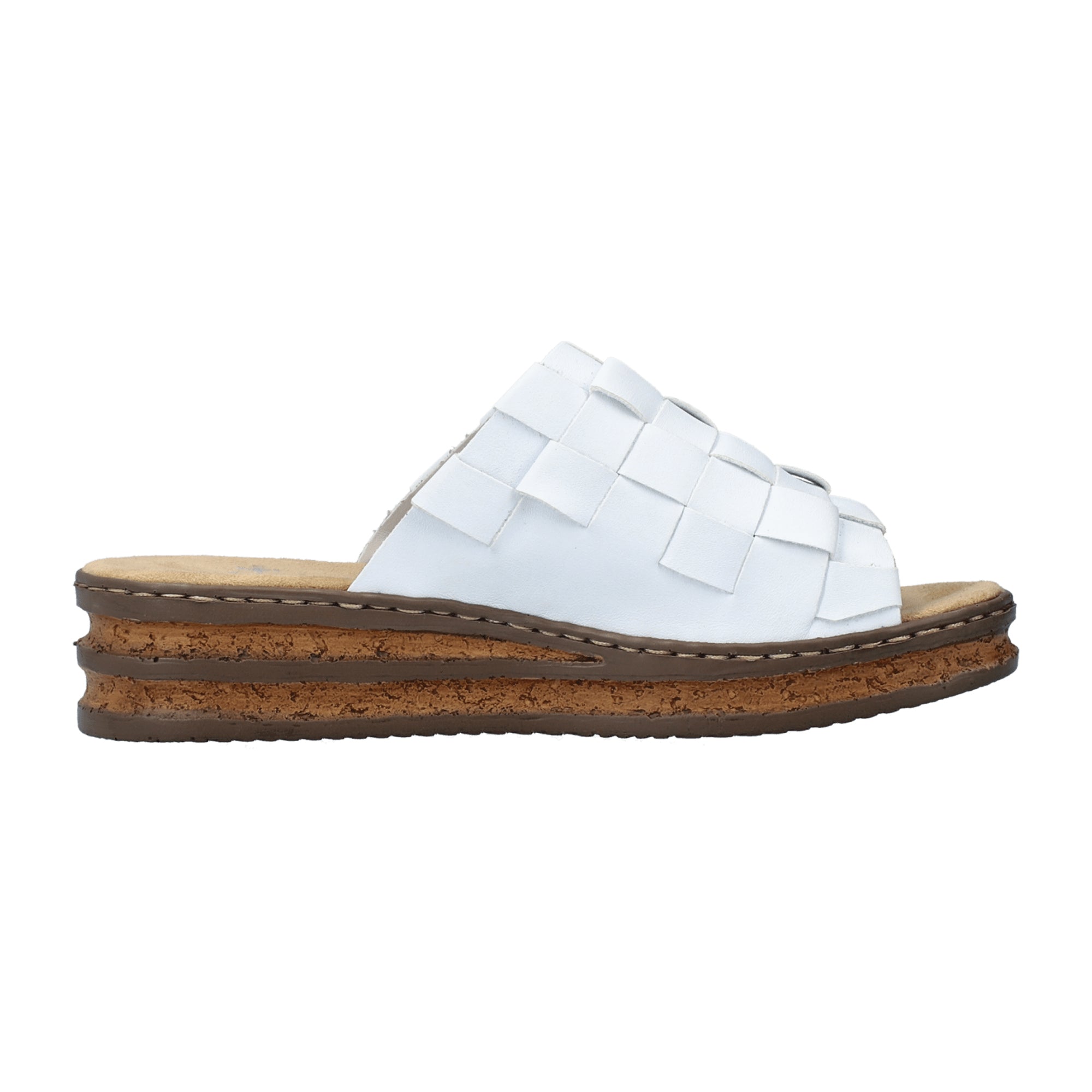 Rieker FSK Women's White Sandals with Wedge Heel Spring Summer Footwear