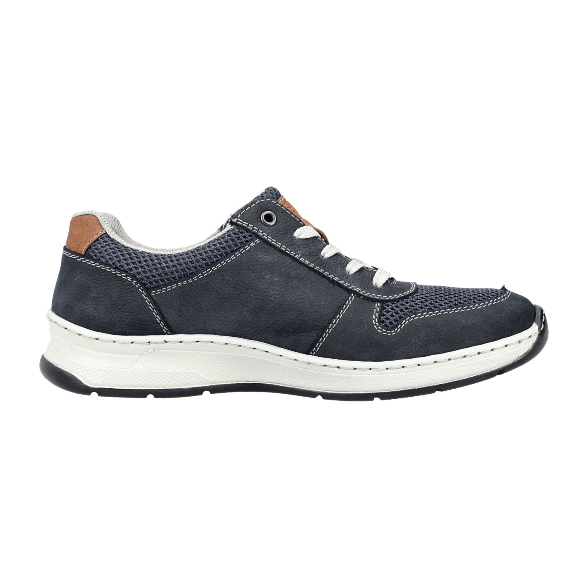 Rieker Men's Ocean Blue Leather Lace Up Shoes with Easy Zip and Comfort Sole