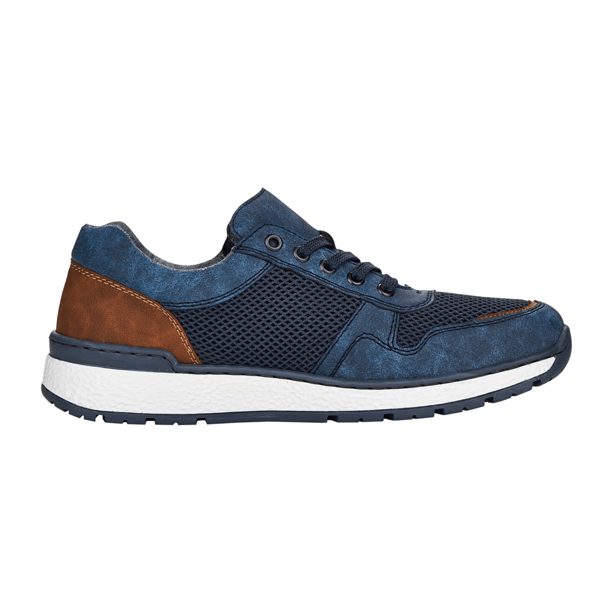 Rieker Men's Blue Lace-Up Sneakers with Zipper and Shock-Absorbing Sole