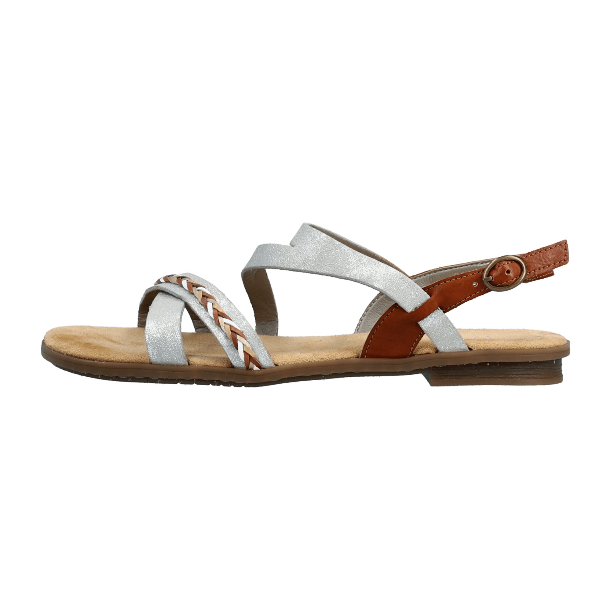 Rieker Comfortable Women's Sandals Gray Leather Spring Summer Footwear