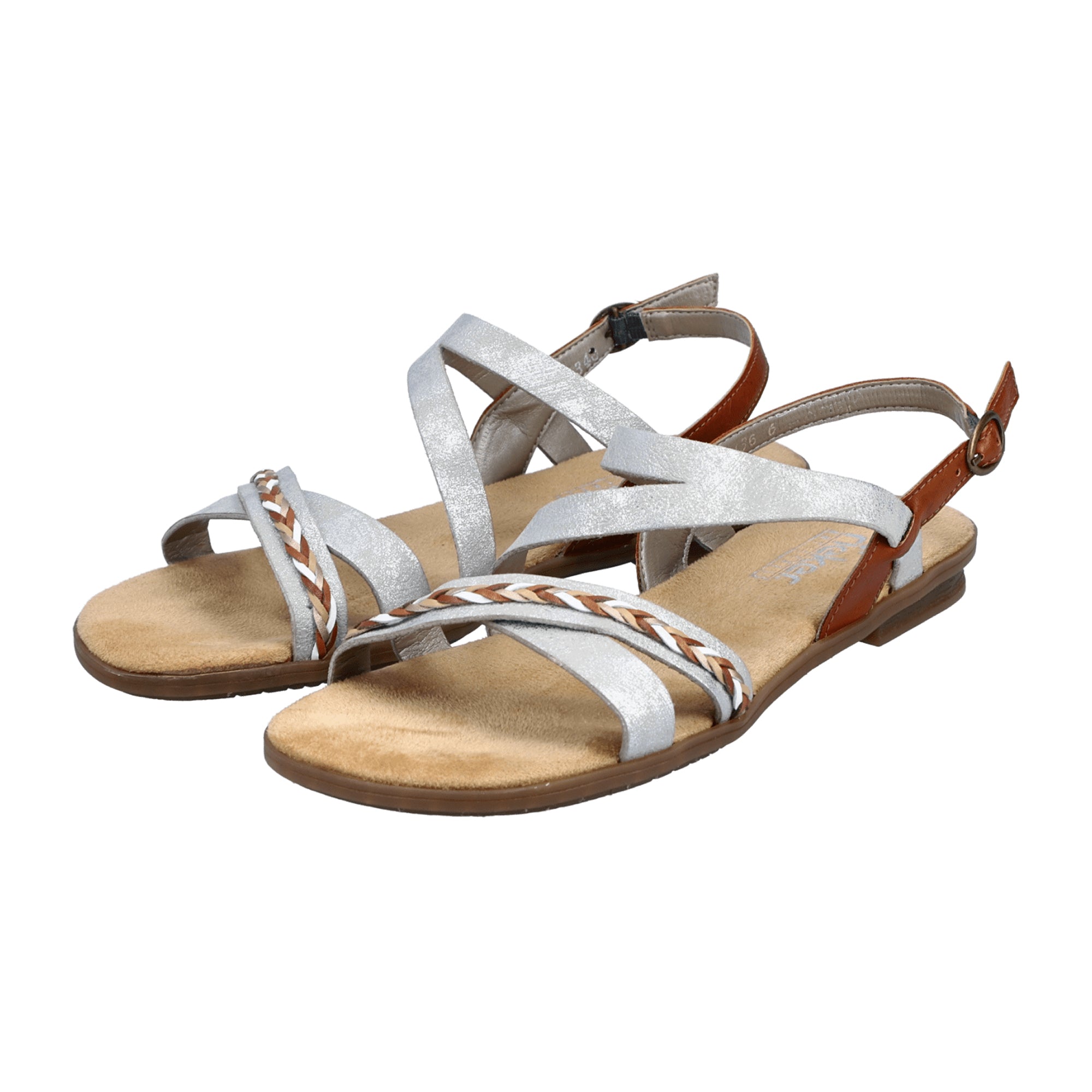 Rieker Comfortable Women's Sandals Gray Leather Spring Summer Footwear