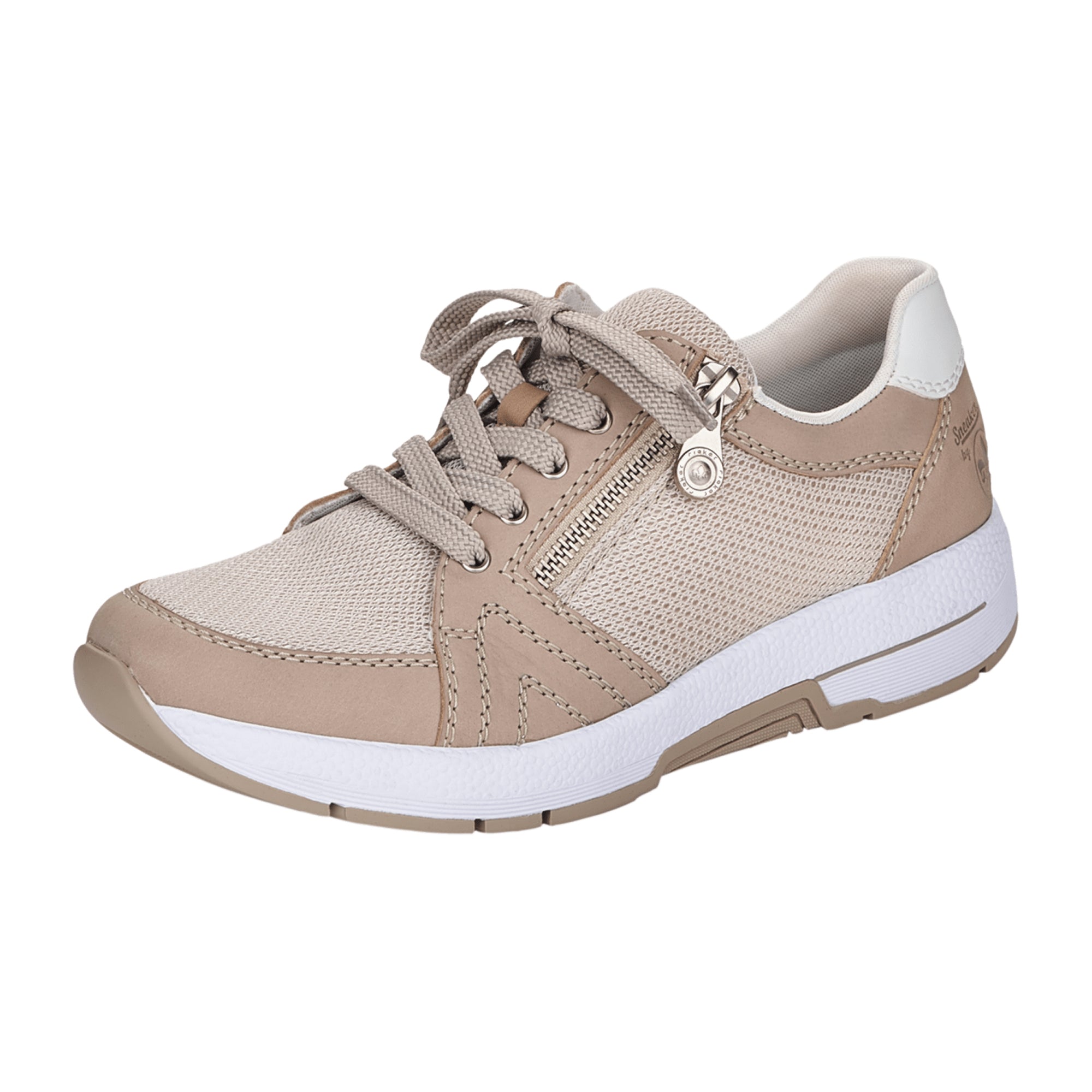 Rieker Comfortable Lace-Up Shoes for Women Beige N8450-60 Removable Insole