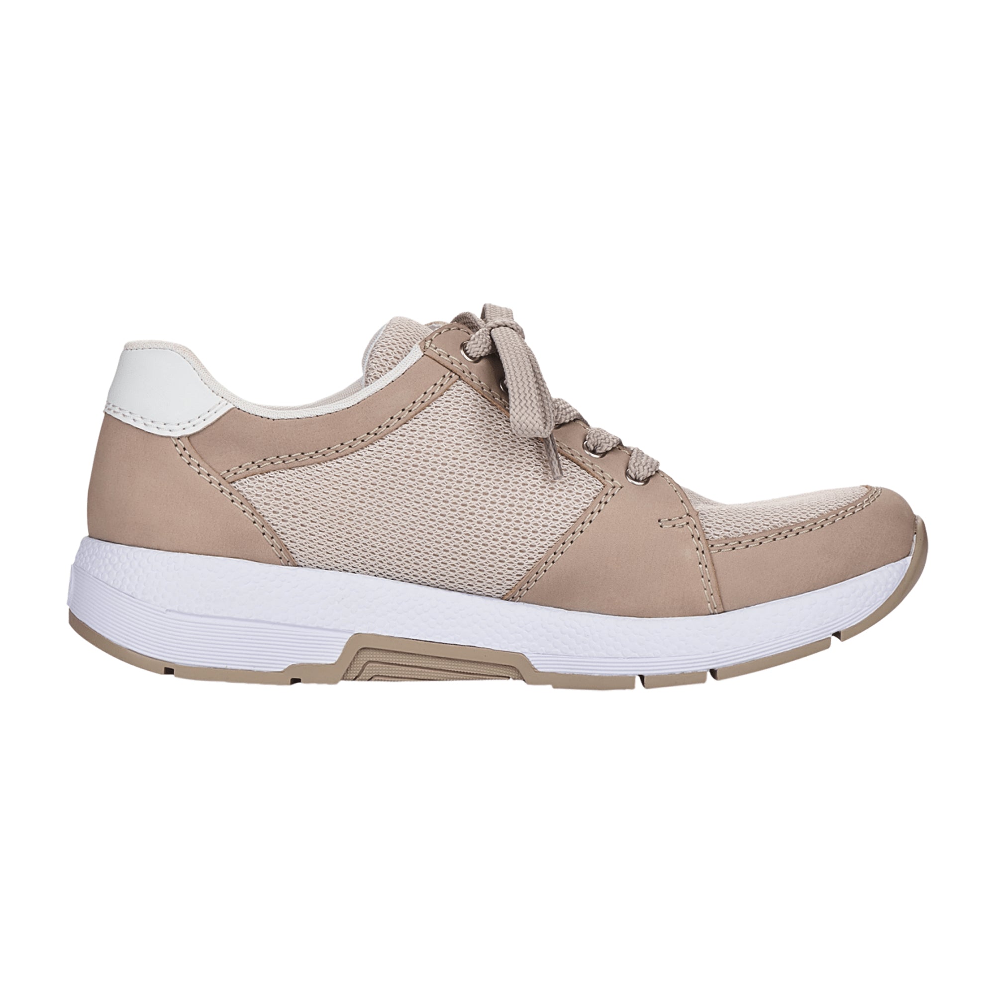 Rieker Comfortable Lace-Up Shoes for Women Beige N8450-60 Removable Insole