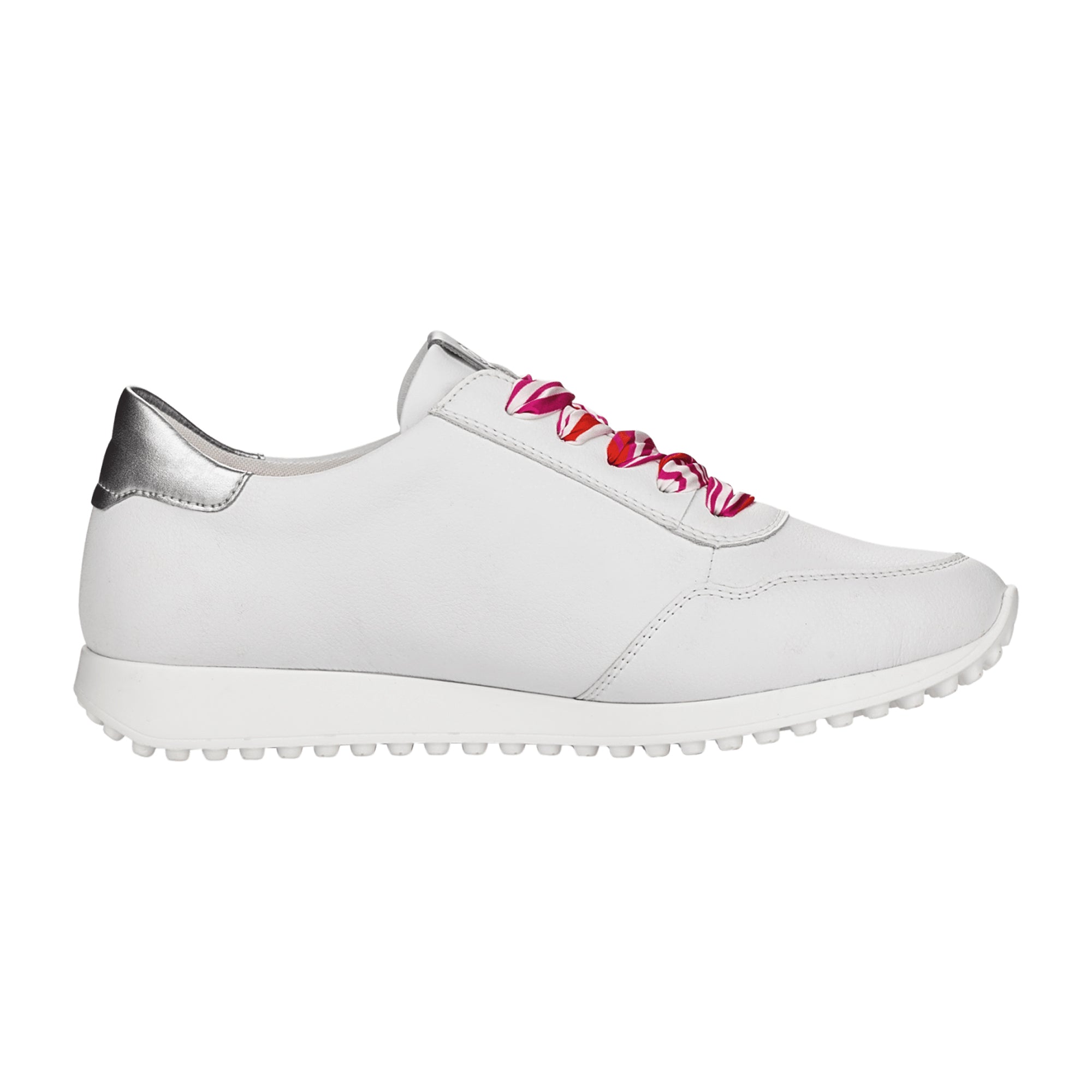 Remonte Women's White Leather Sneakers with Laces and Zipper