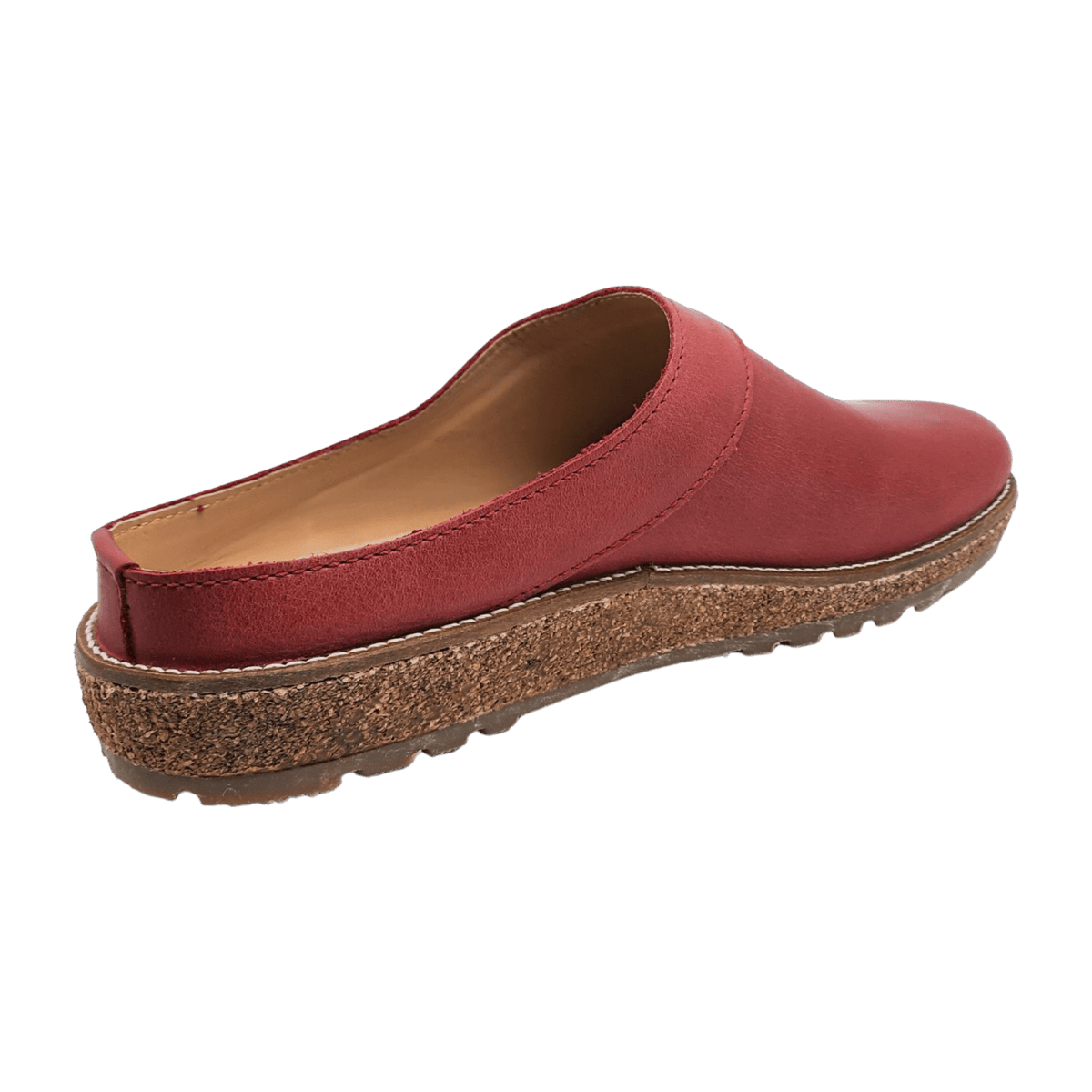 Haflinger Neo Travel Women's Leather Clogs Red with Cork Footbed