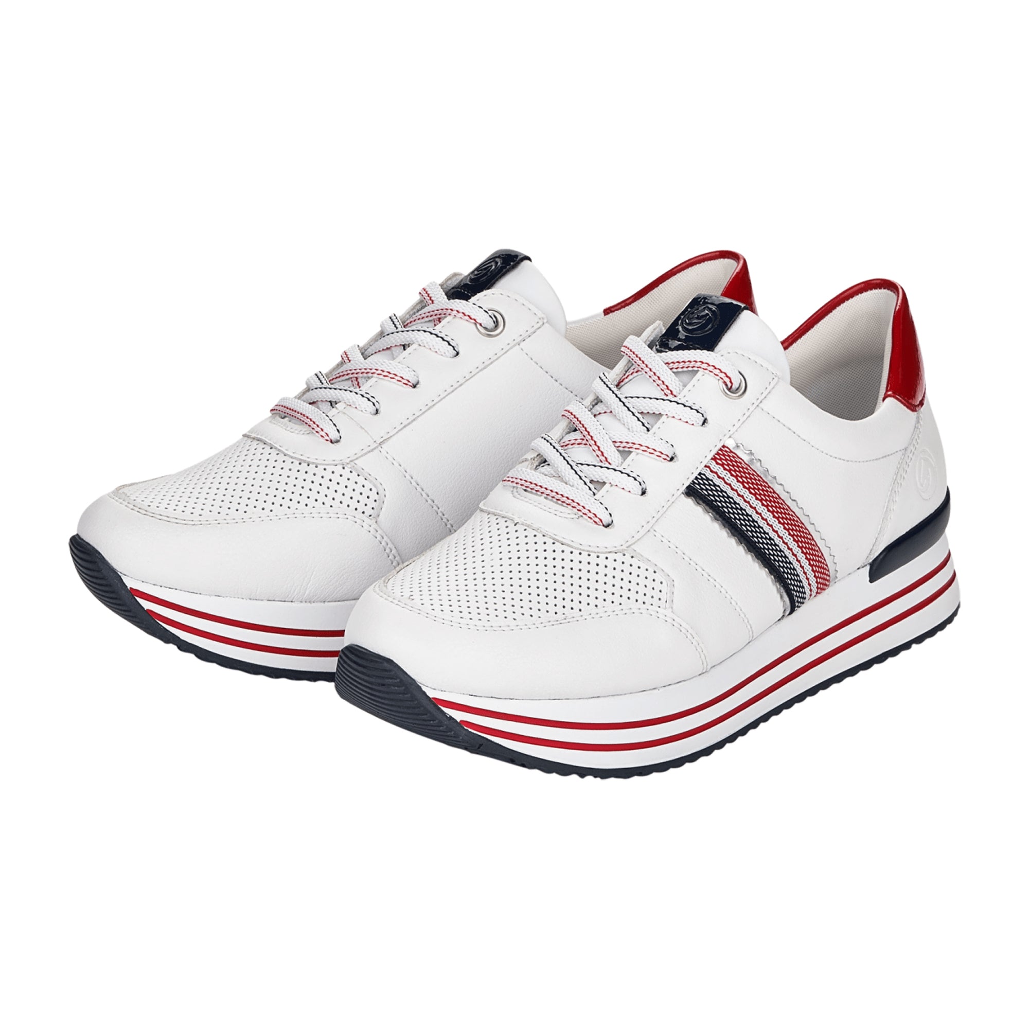 Remonte Women's Comfortable Lace-Up Shoes Extra Wide White Leather