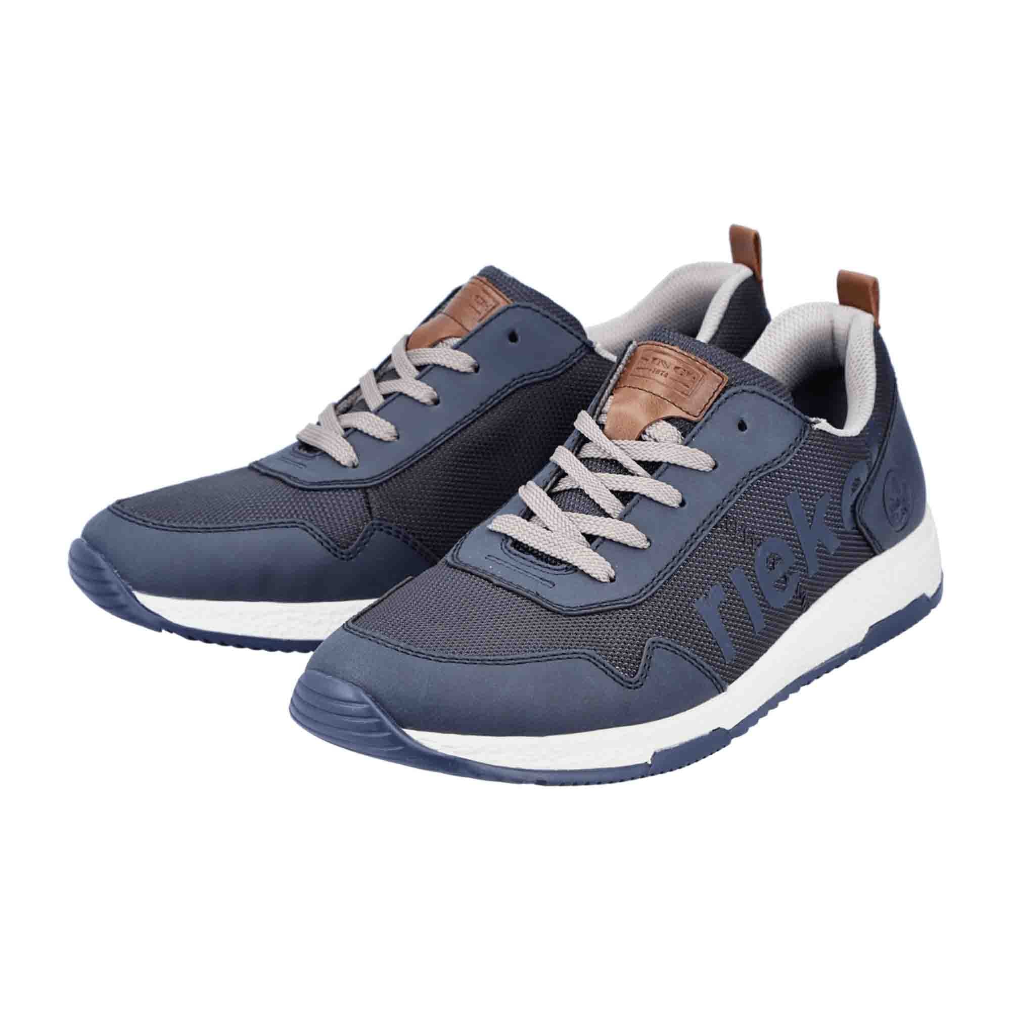 Rieker Men's Blue Casual Lace-Up Shoes B3412-14 Synthetic Textile Lined