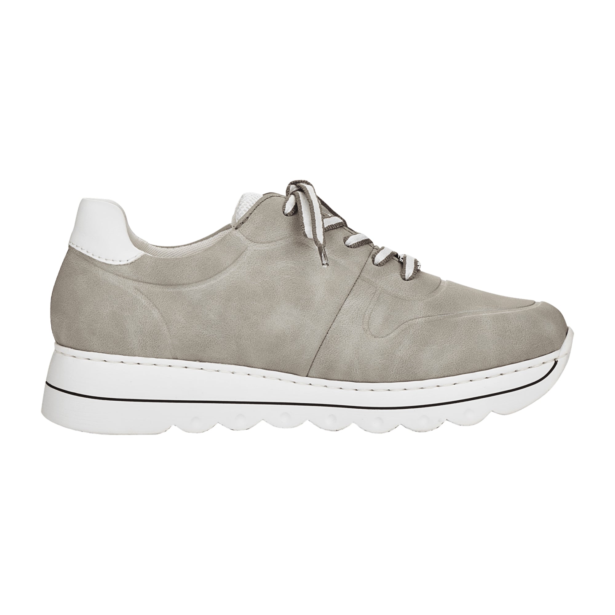 Rieker FSK Women's Gray Lace-Up Shoes with Wedge Heel and Textile Lining