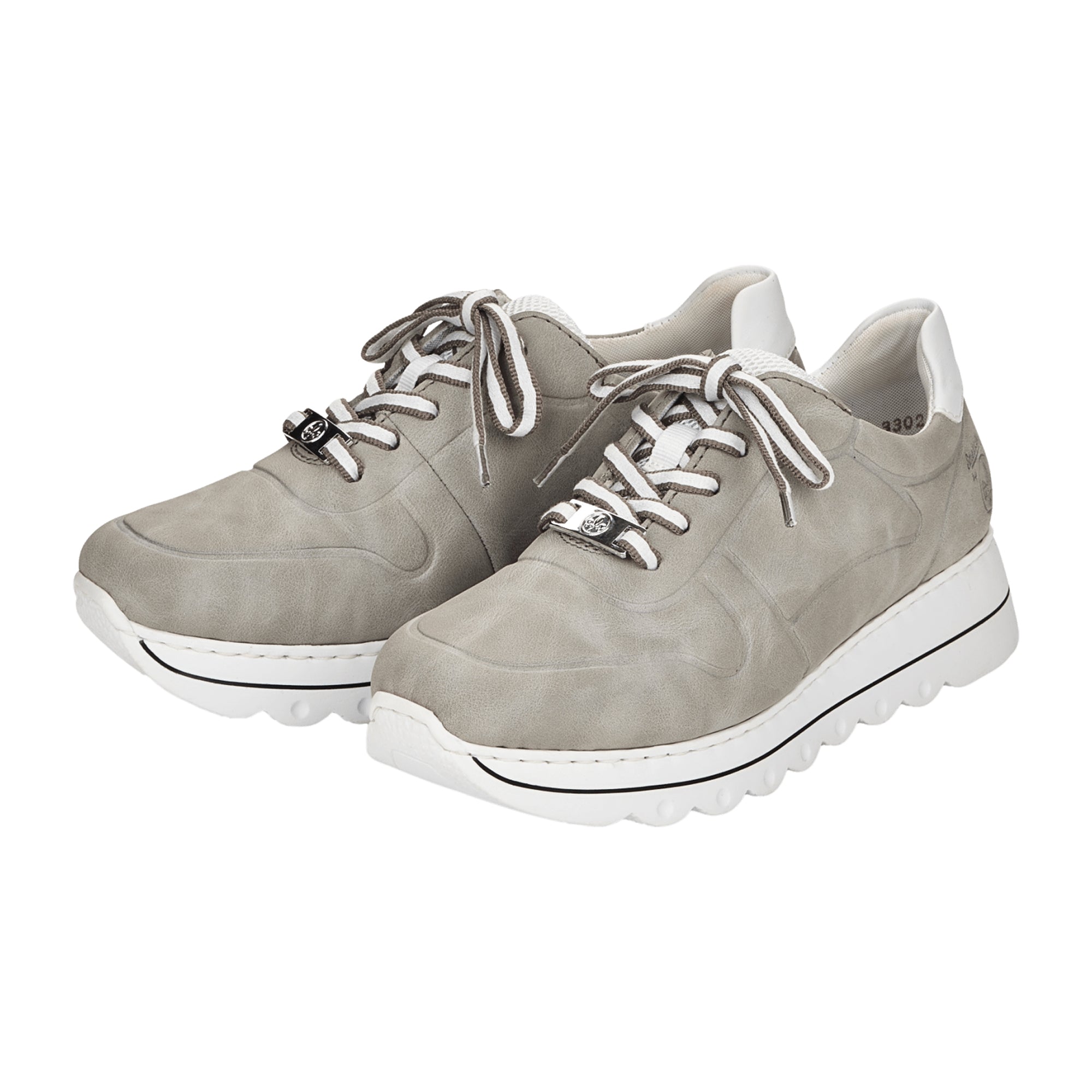 Rieker FSK Women's Gray Lace-Up Shoes with Wedge Heel and Textile Lining