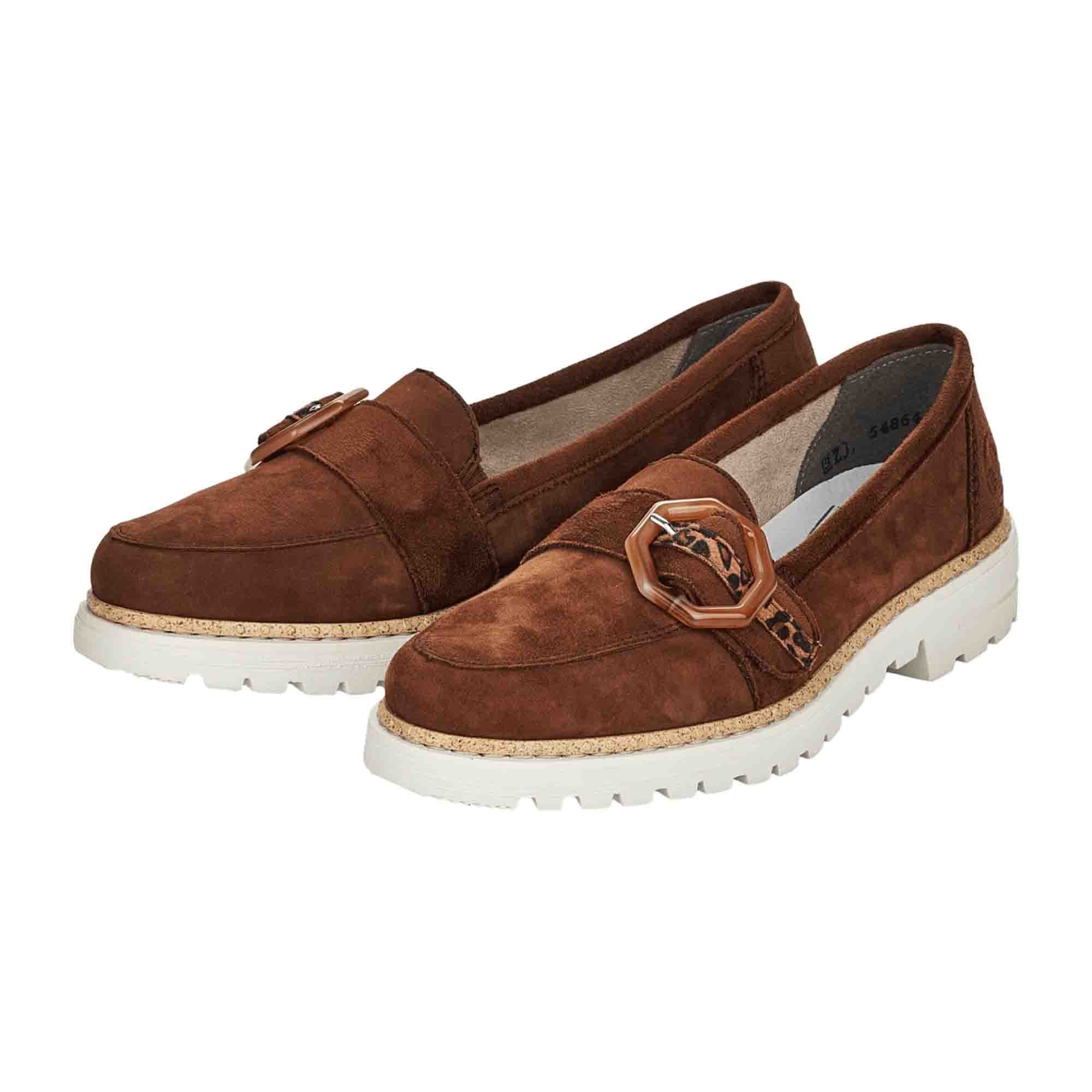 Rieker Brown Women's Slip-On Loafers, Comfortable Casual Shoes