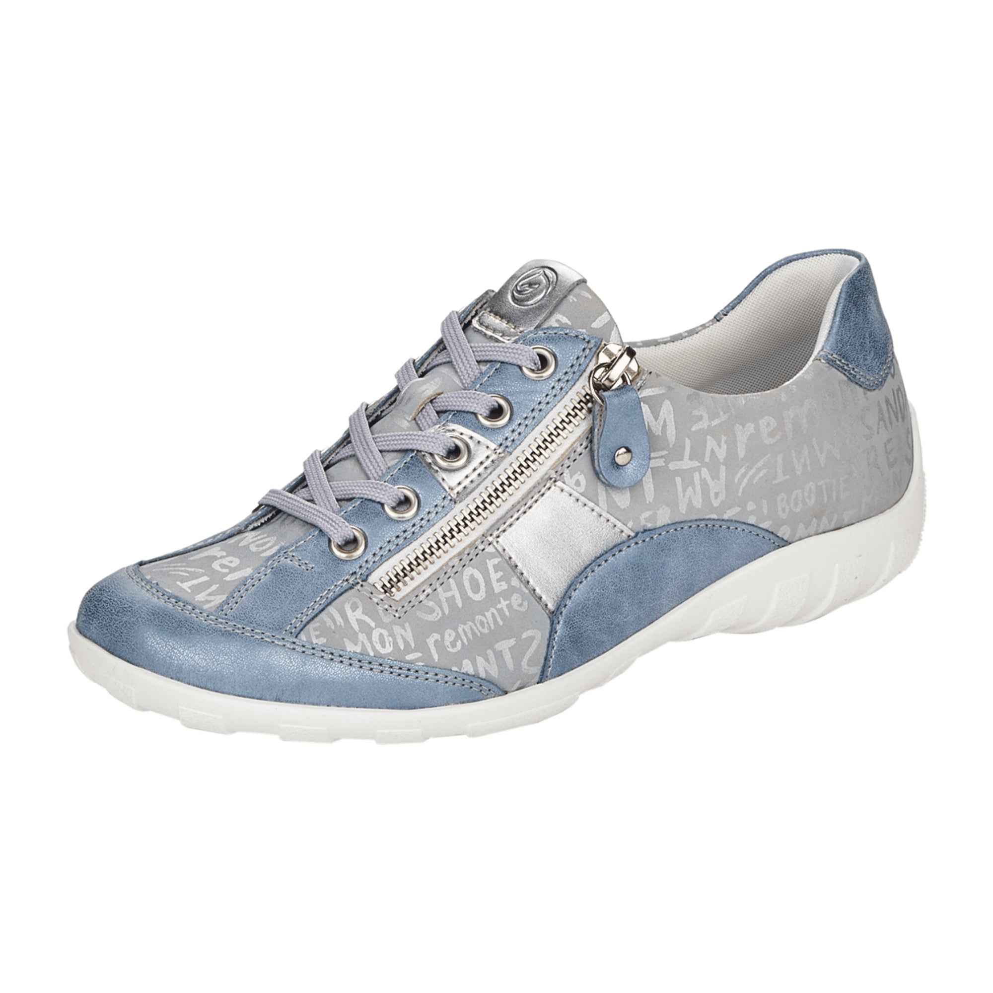 Remonte Women's Blue Comfort Lace-Up Shoes Extra Wide with Flexible Sole