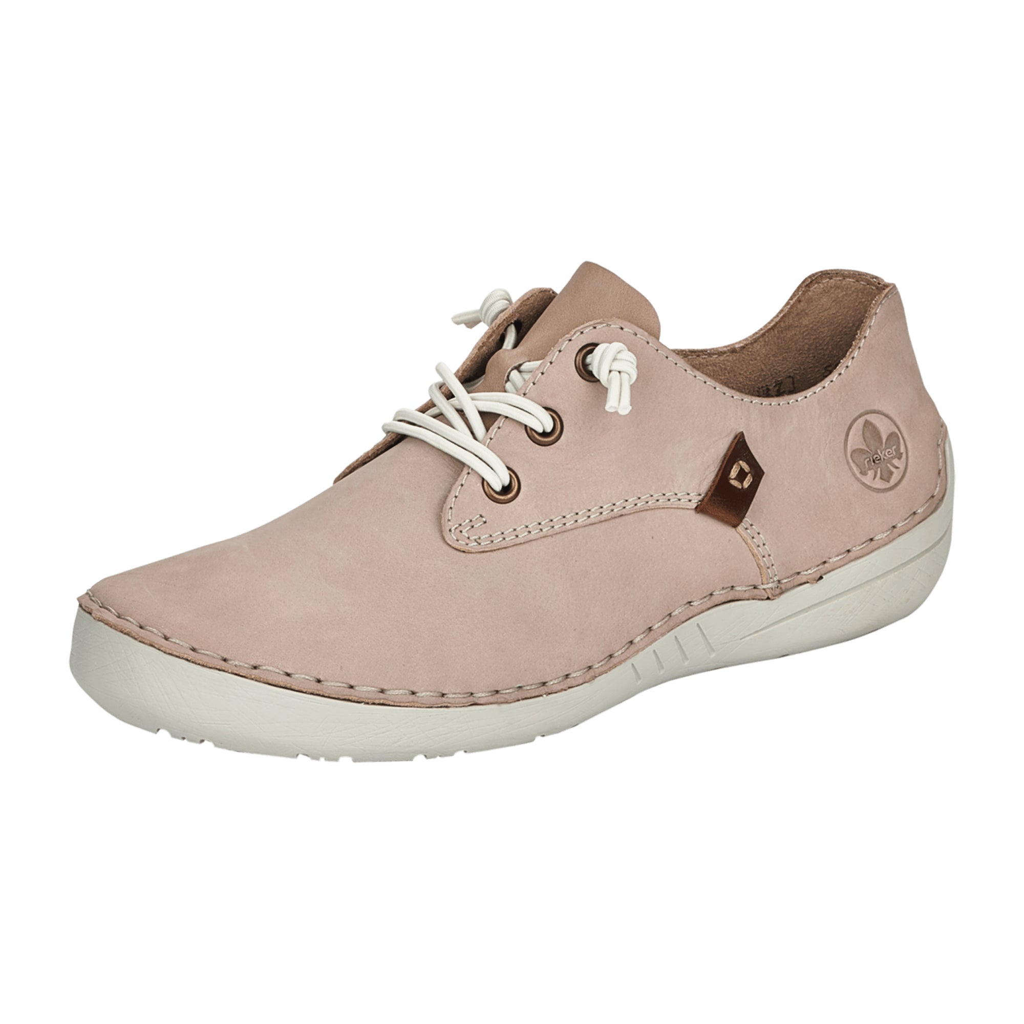 Rieker Women's Beige Casual Lace-Up Shoes Nubuck Leather Comfortable Design