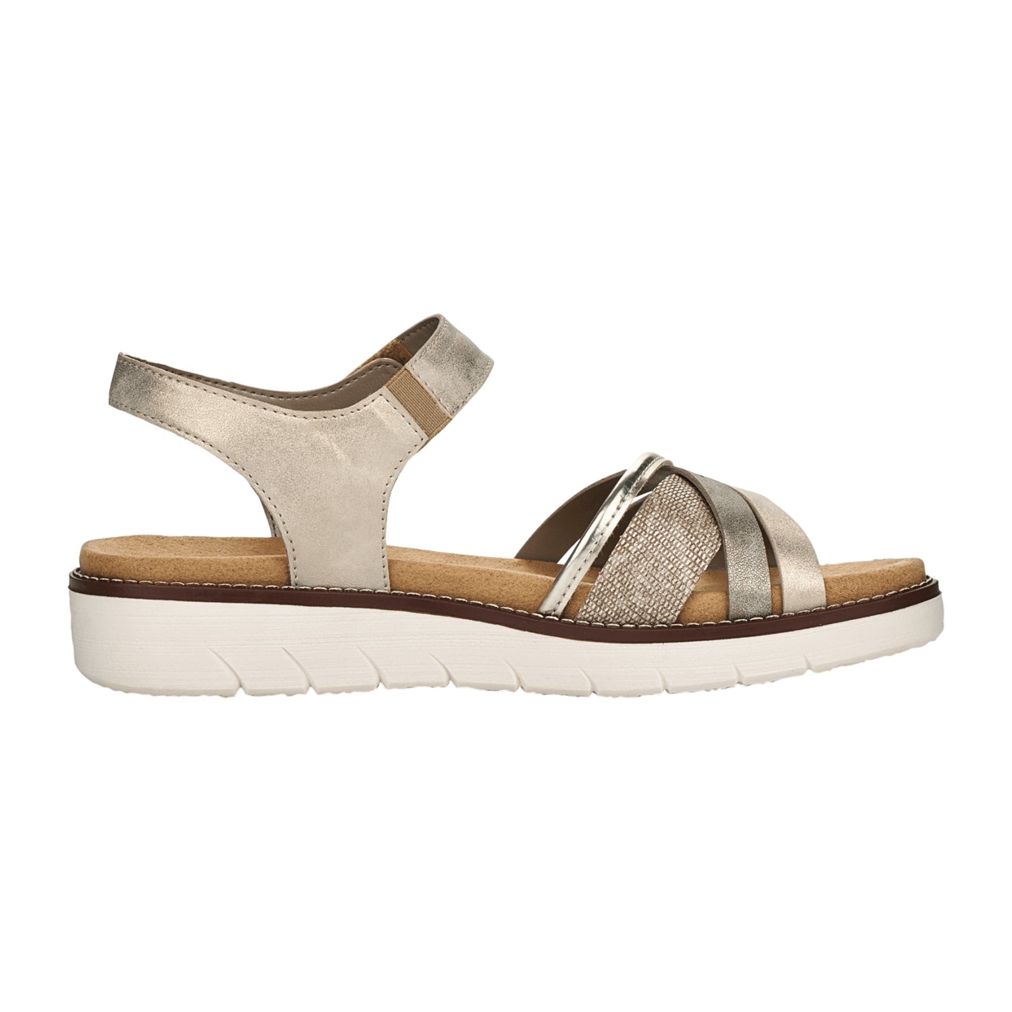 Remonte Beige Women's Strap Sandals with Velcro and Soft Footbed