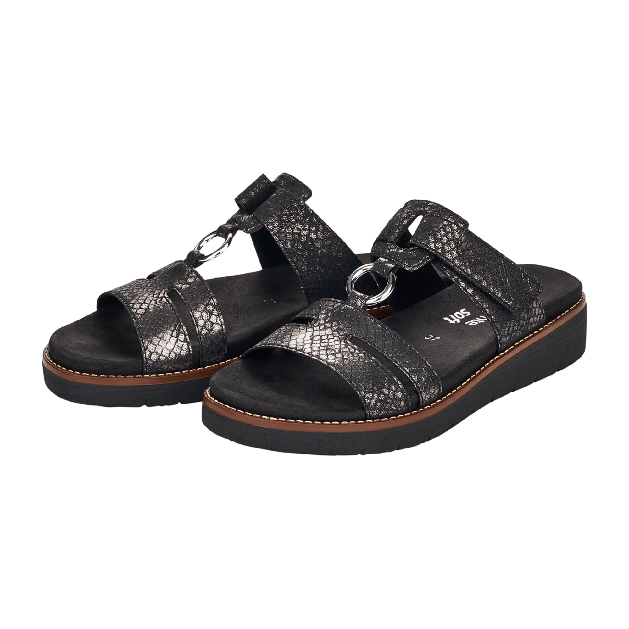 Remonte Comfortable Women's Black Slip-On Sandals