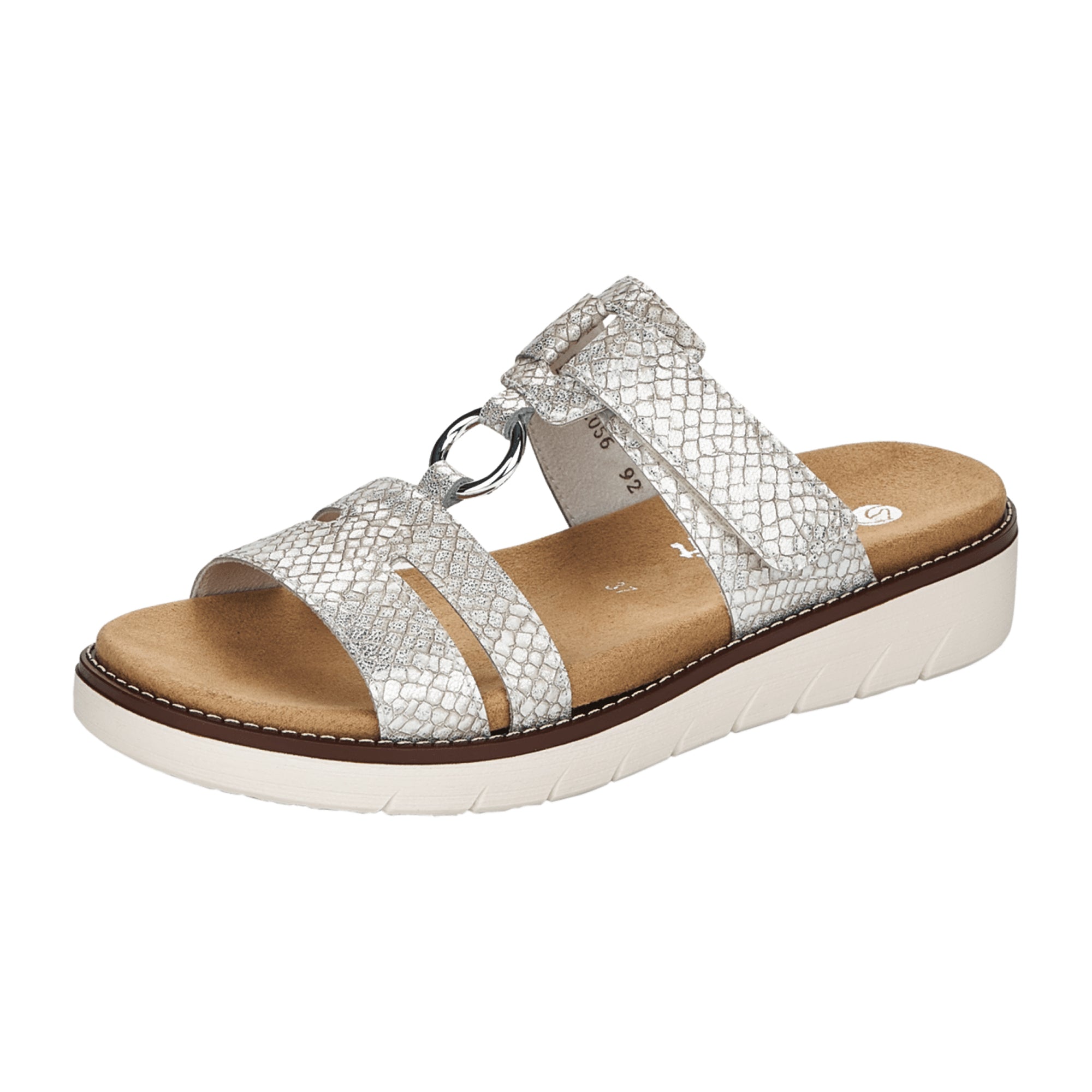 Remonte Women's Sandals Silver Faux Leather Reptile Look with Velcro Strap