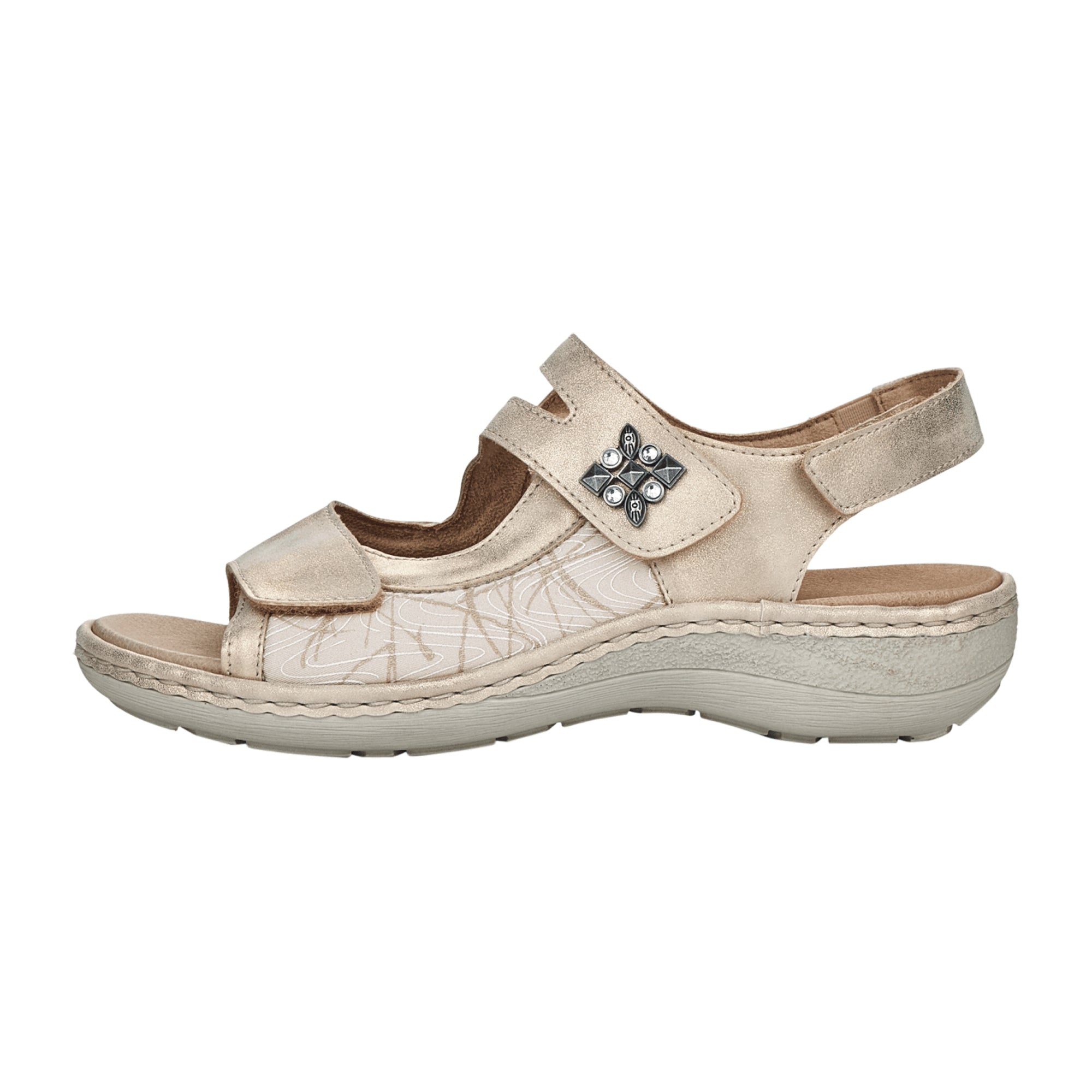 Remonte Women's Gold Strappy Sandals with Cushioned Removable Insole