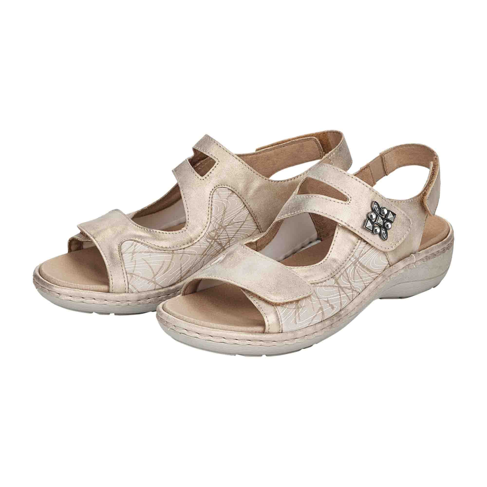 Remonte Women's Gold Strappy Sandals with Cushioned Removable Insole