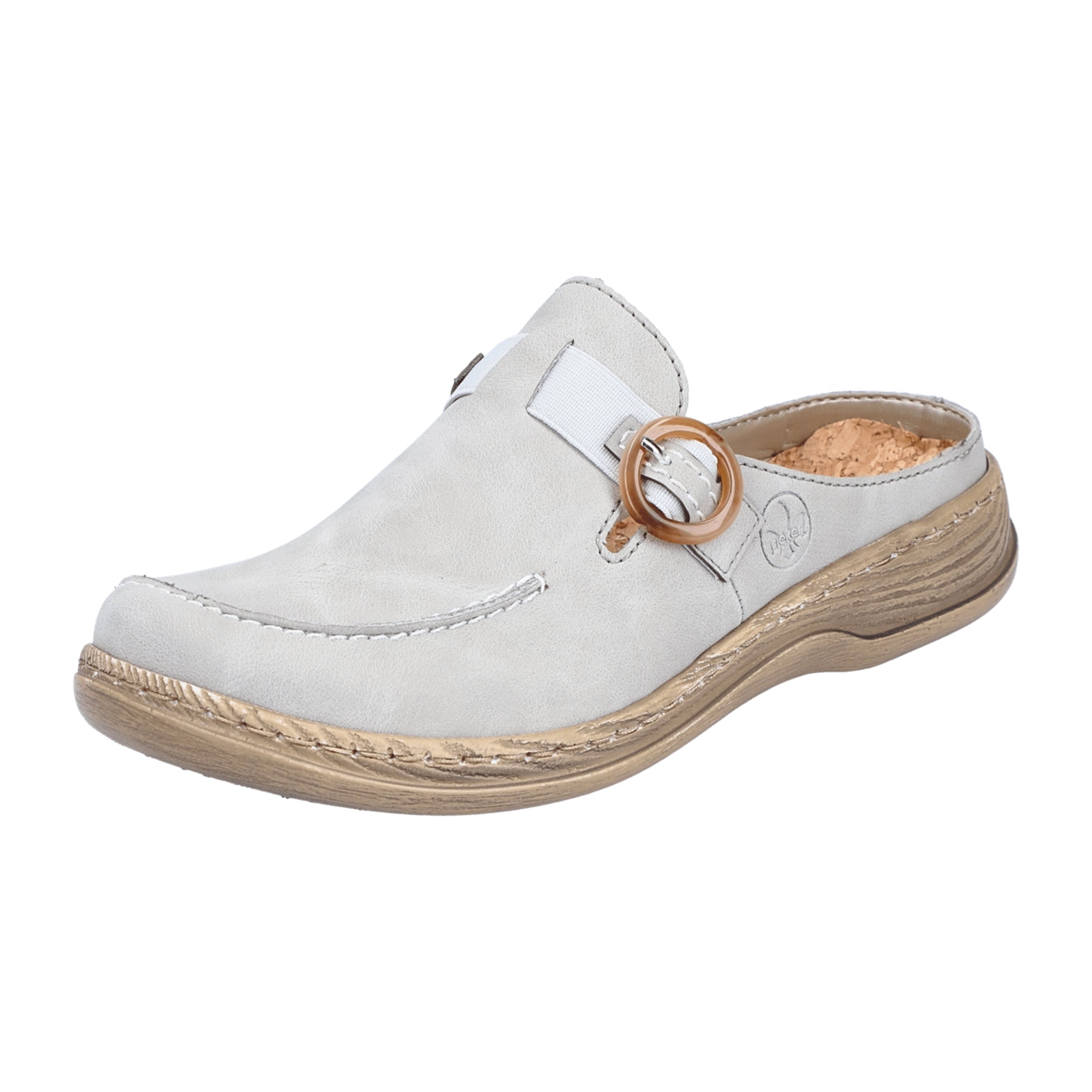 Rieker Women's Grey Slip-On Shoes, Comfortable Synthetic Material, Round Toe