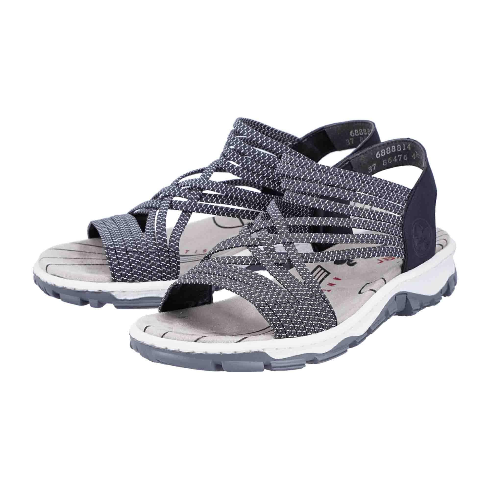 Rieker FSK Women's Blue Sandals with Ribbonstretch Namur Comfortable Fit