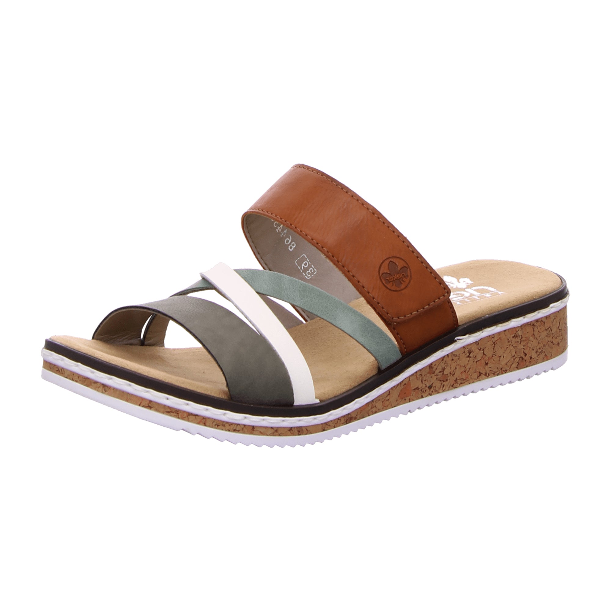 Rieker Women's Olive Green Brown Synthetic Slip-On Sandals with Velcro Strap