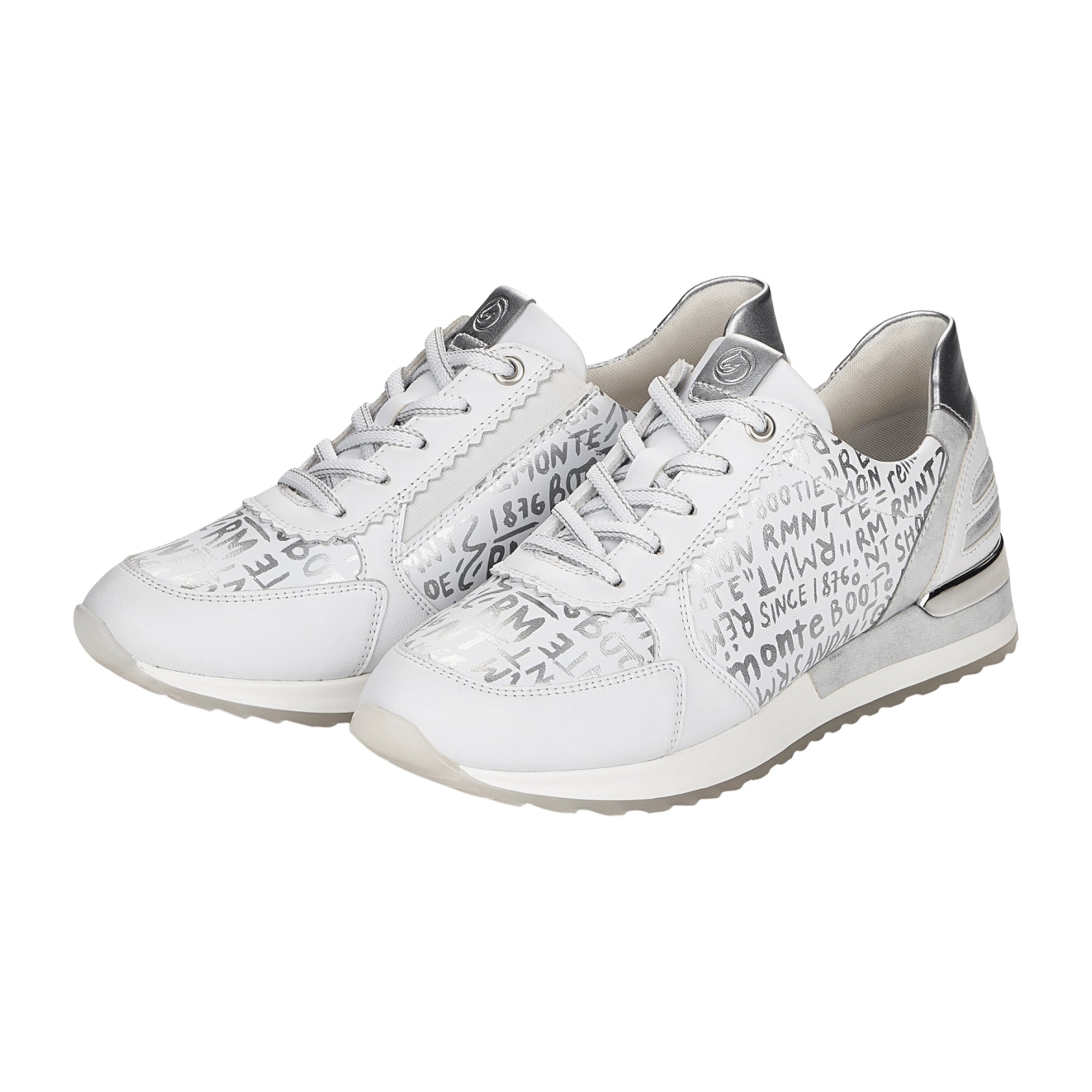Remonte White Sneakers with Cushioned Insole and Breathable Microvelour Lining