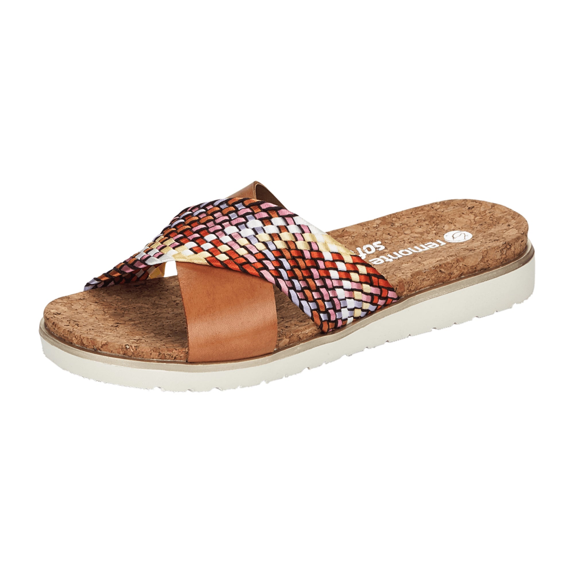 Remonte Women's Brown Leather and Textile Slip-On Platform Sandals