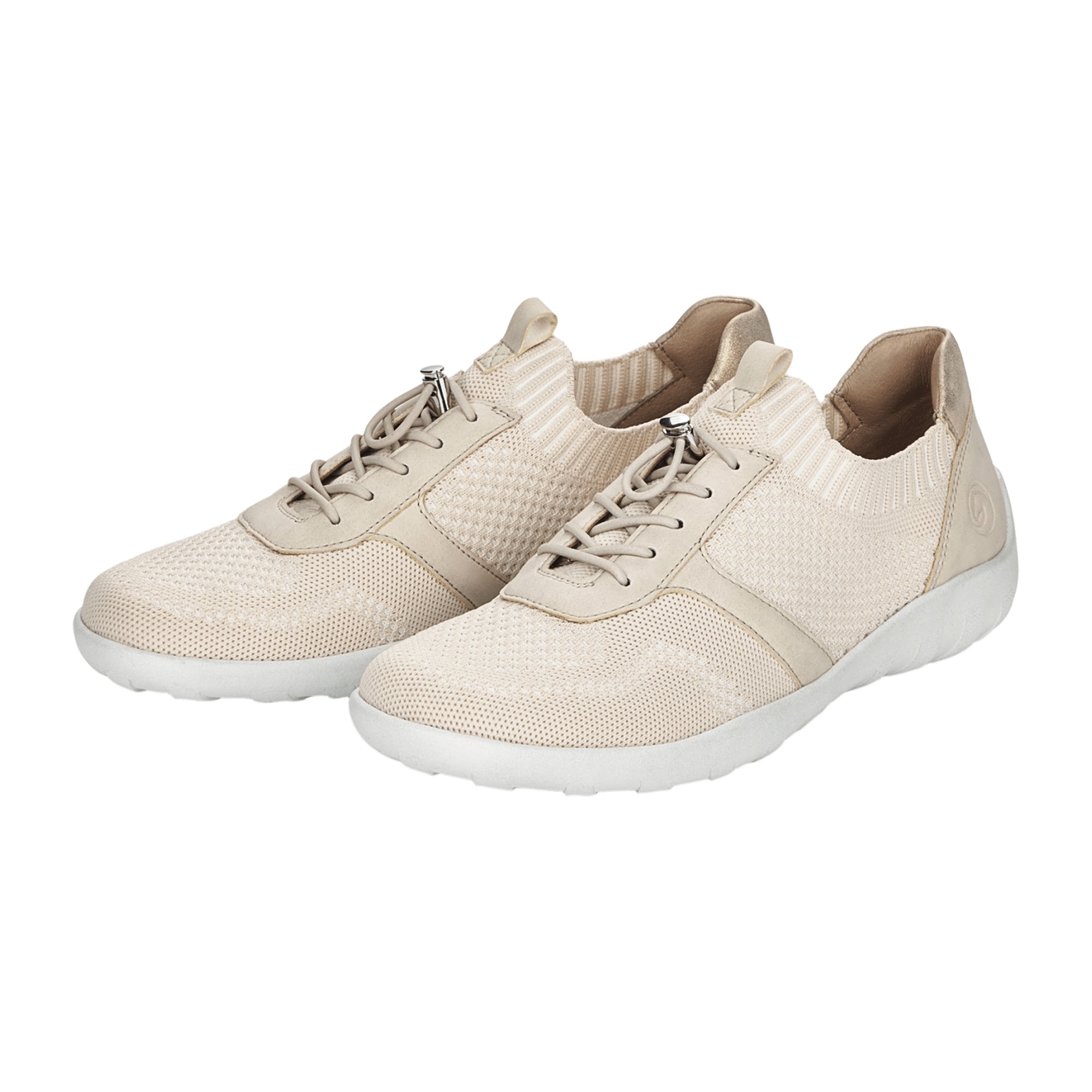 Remonte Beige Women's Sneakers with Quick Fastening and Low Heel